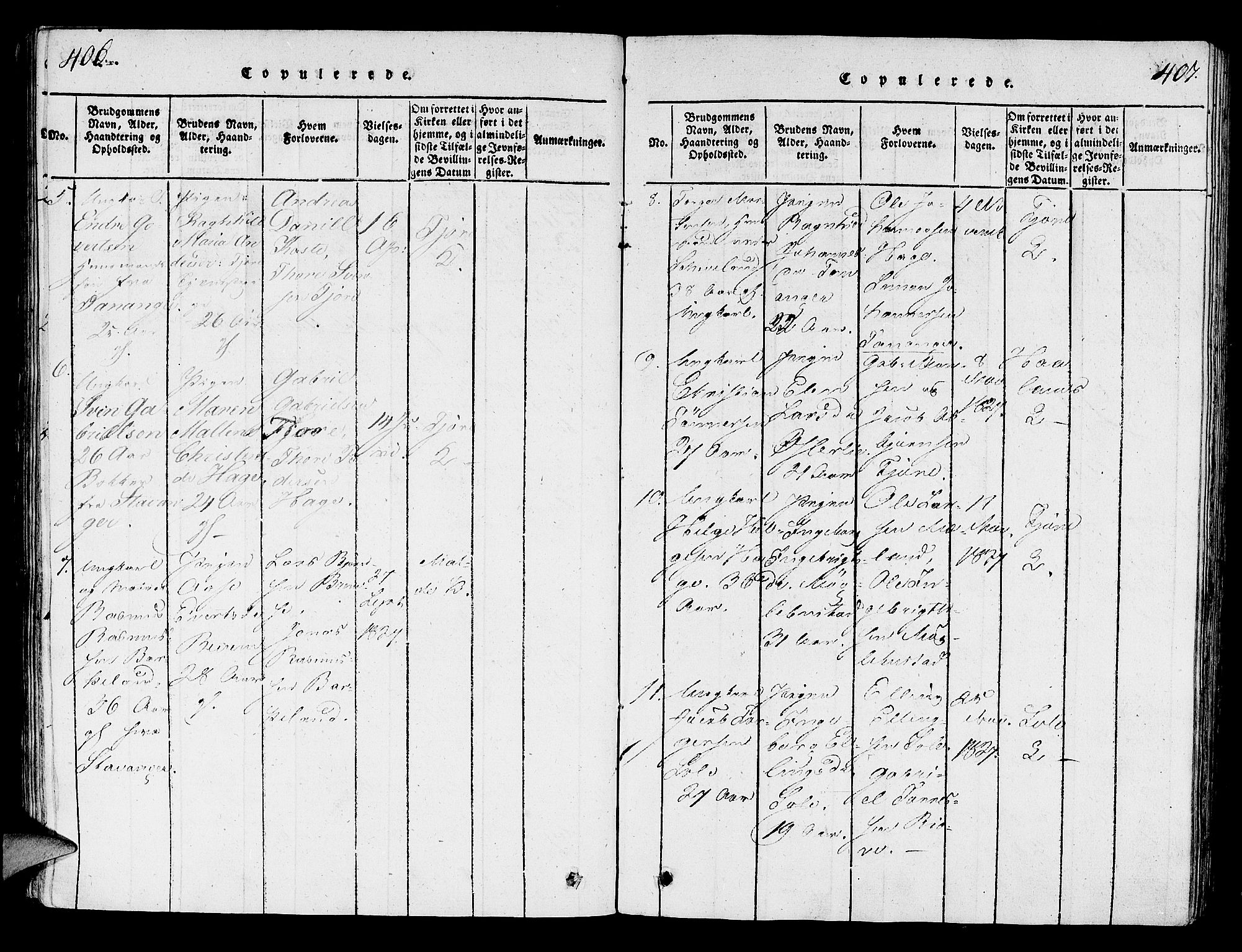 Håland sokneprestkontor, AV/SAST-A-101802/001/30BA/L0004: Parish register (official) no. A 4, 1815-1829, p. 406-407