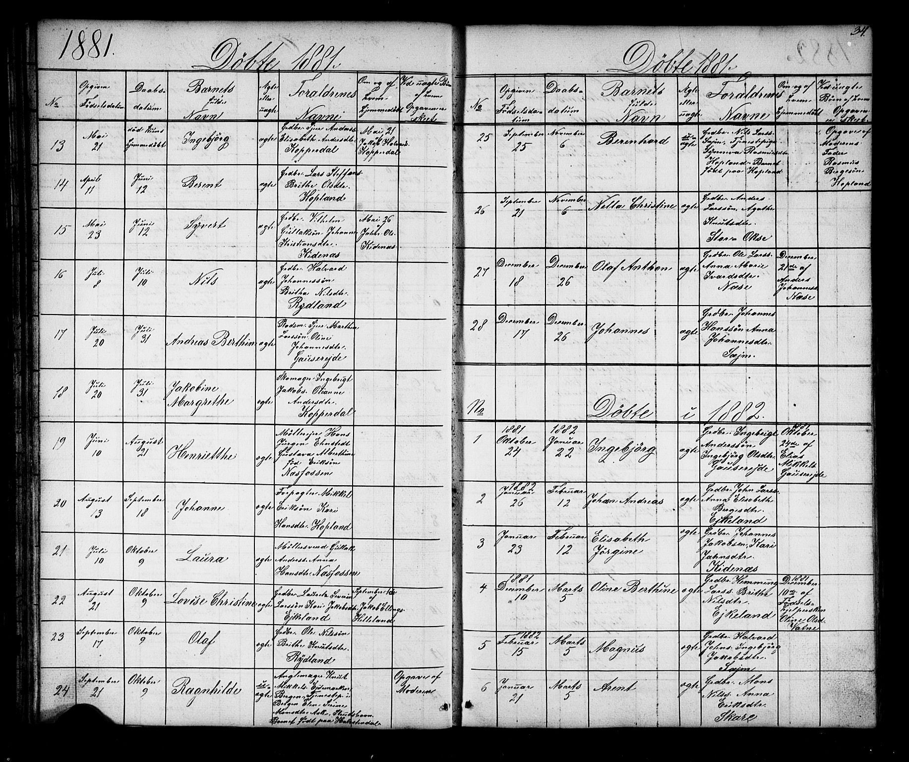 Alversund Sokneprestembete, SAB/A-73901/H/Ha/Hab: Parish register (copy) no. D 2, 1851-1889, p. 34