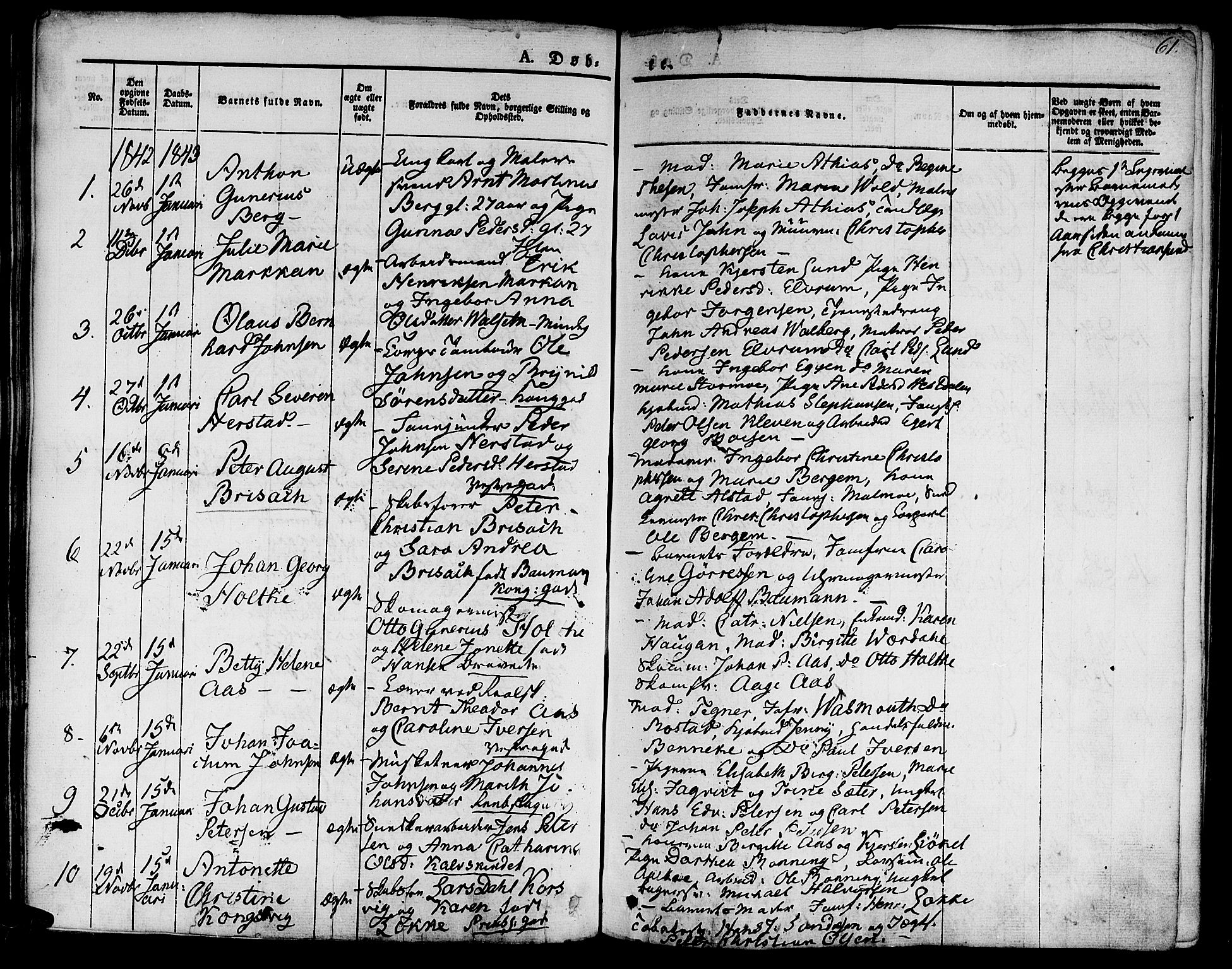 Ministerialprotokoller, klokkerbøker og fødselsregistre - Sør-Trøndelag, SAT/A-1456/601/L0048: Parish register (official) no. 601A16, 1840-1847, p. 61