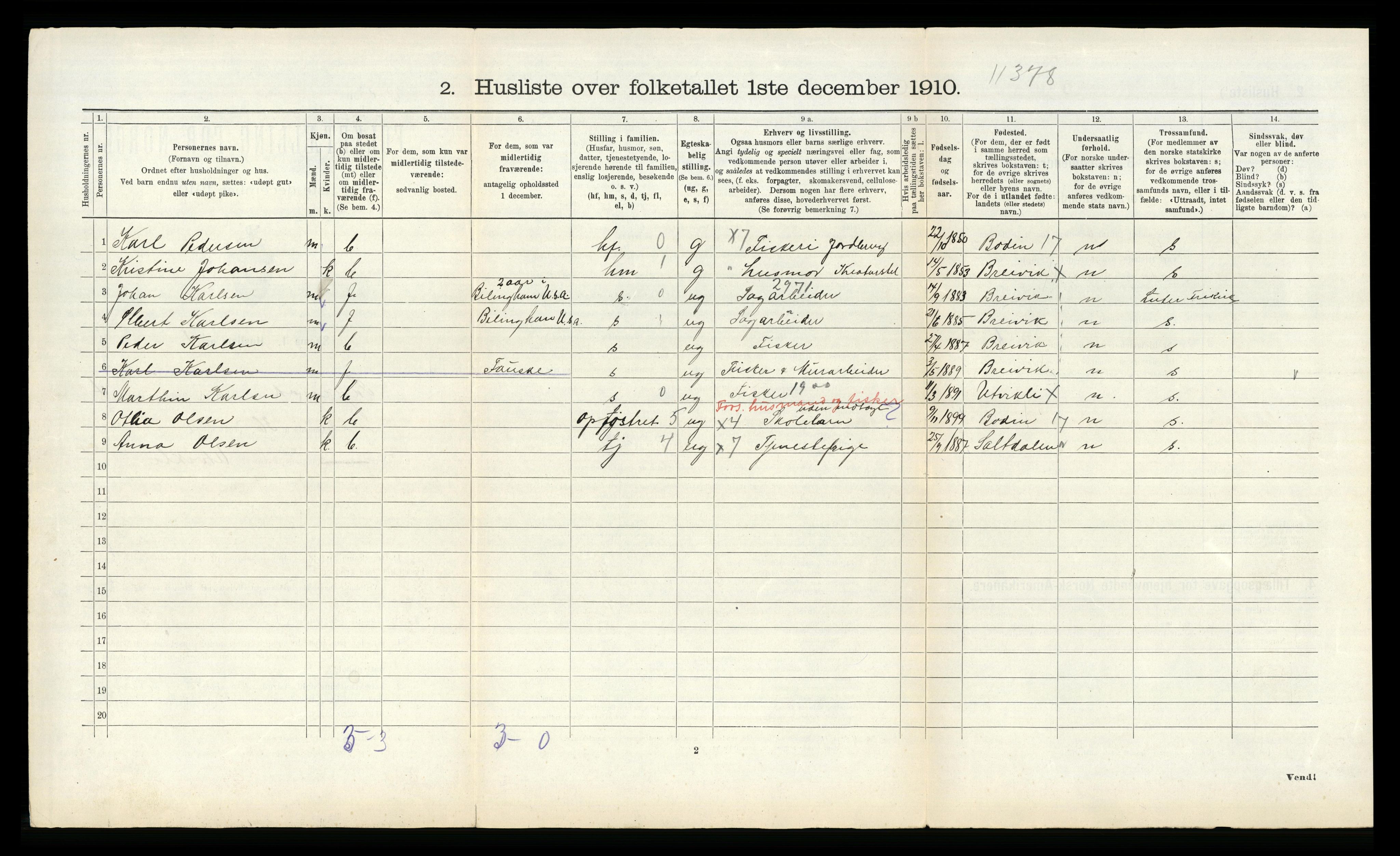 RA, 1910 census for Skjerstad, 1910, p. 1000