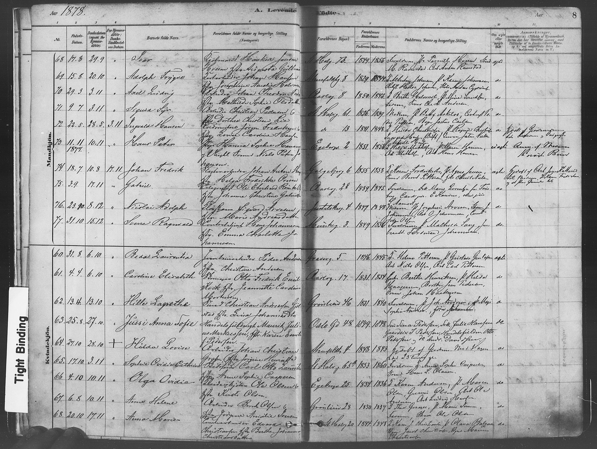 Gamlebyen prestekontor Kirkebøker, SAO/A-10884/F/Fa/L0005: Parish register (official) no. 5, 1878-1889, p. 8
