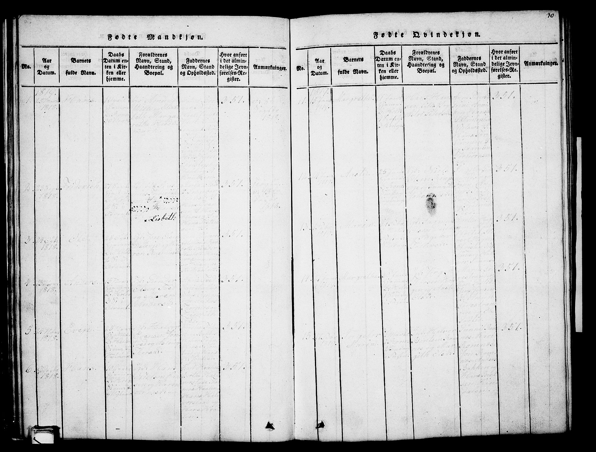 Holla kirkebøker, AV/SAKO-A-272/G/Ga/L0001: Parish register (copy) no. I 1, 1814-1830, p. 30