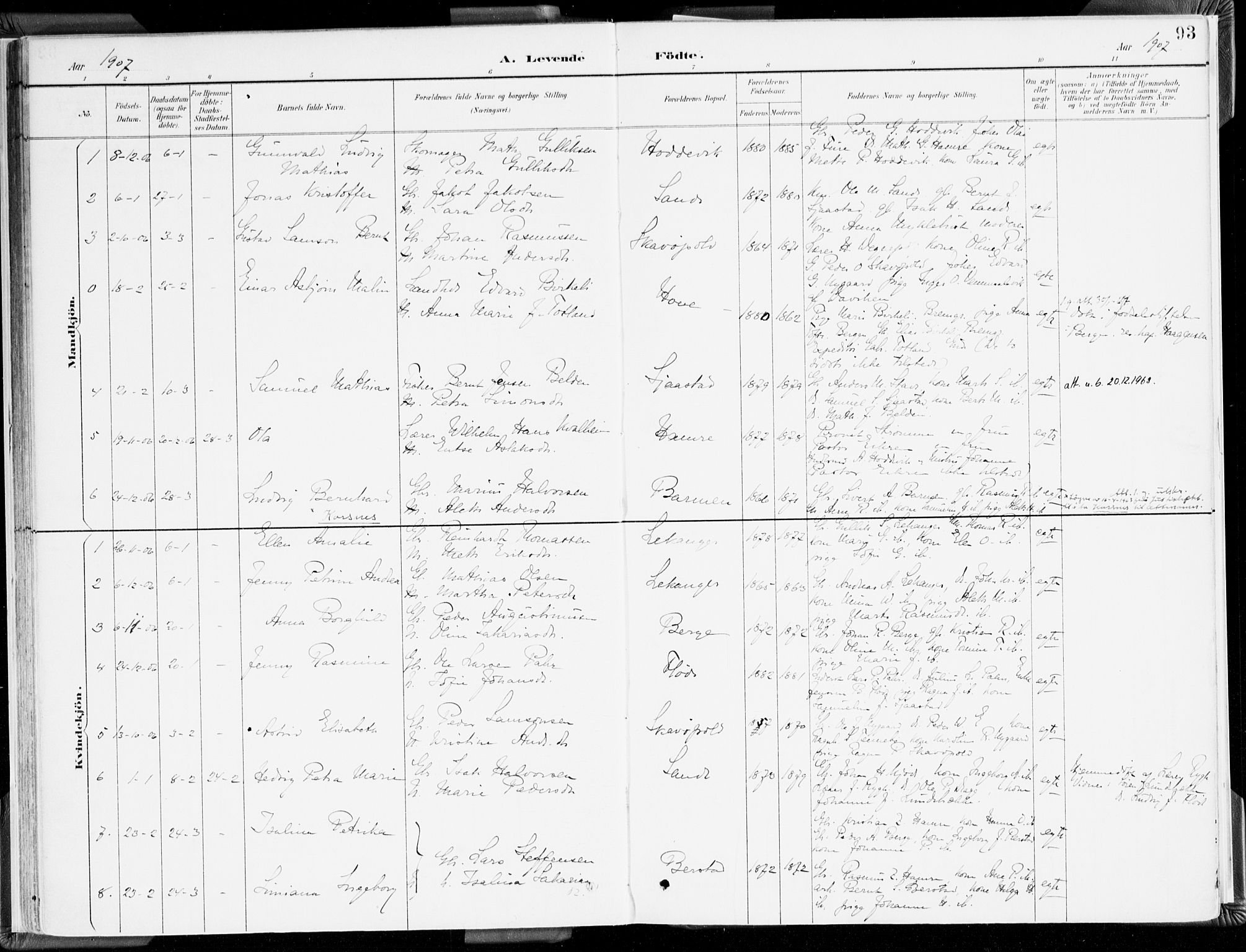 Selje sokneprestembete, SAB/A-99938/H/Ha/Haa/Haab: Parish register (official) no. B 2, 1891-1907, p. 93