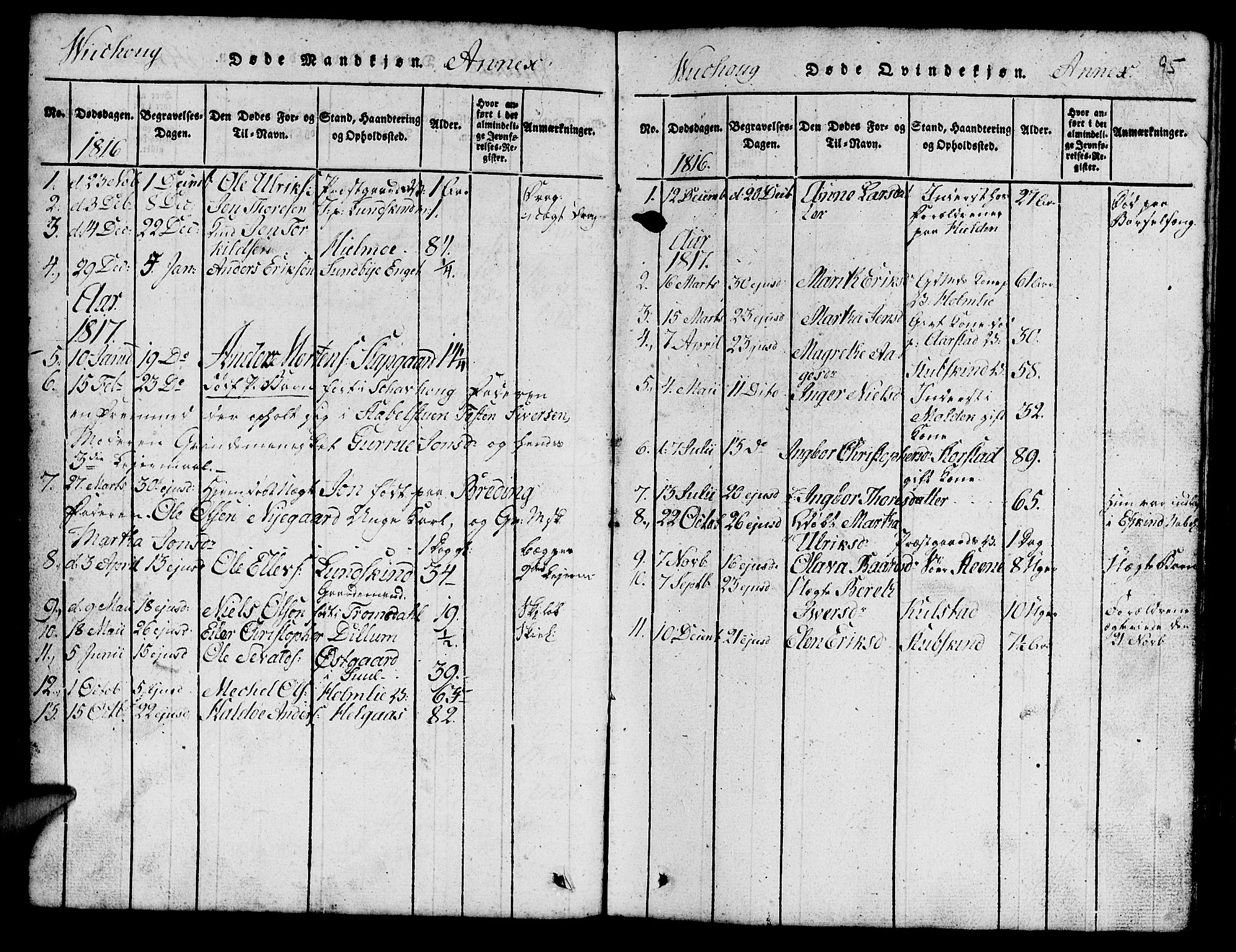 Ministerialprotokoller, klokkerbøker og fødselsregistre - Nord-Trøndelag, SAT/A-1458/724/L0265: Parish register (copy) no. 724C01, 1816-1845, p. 95