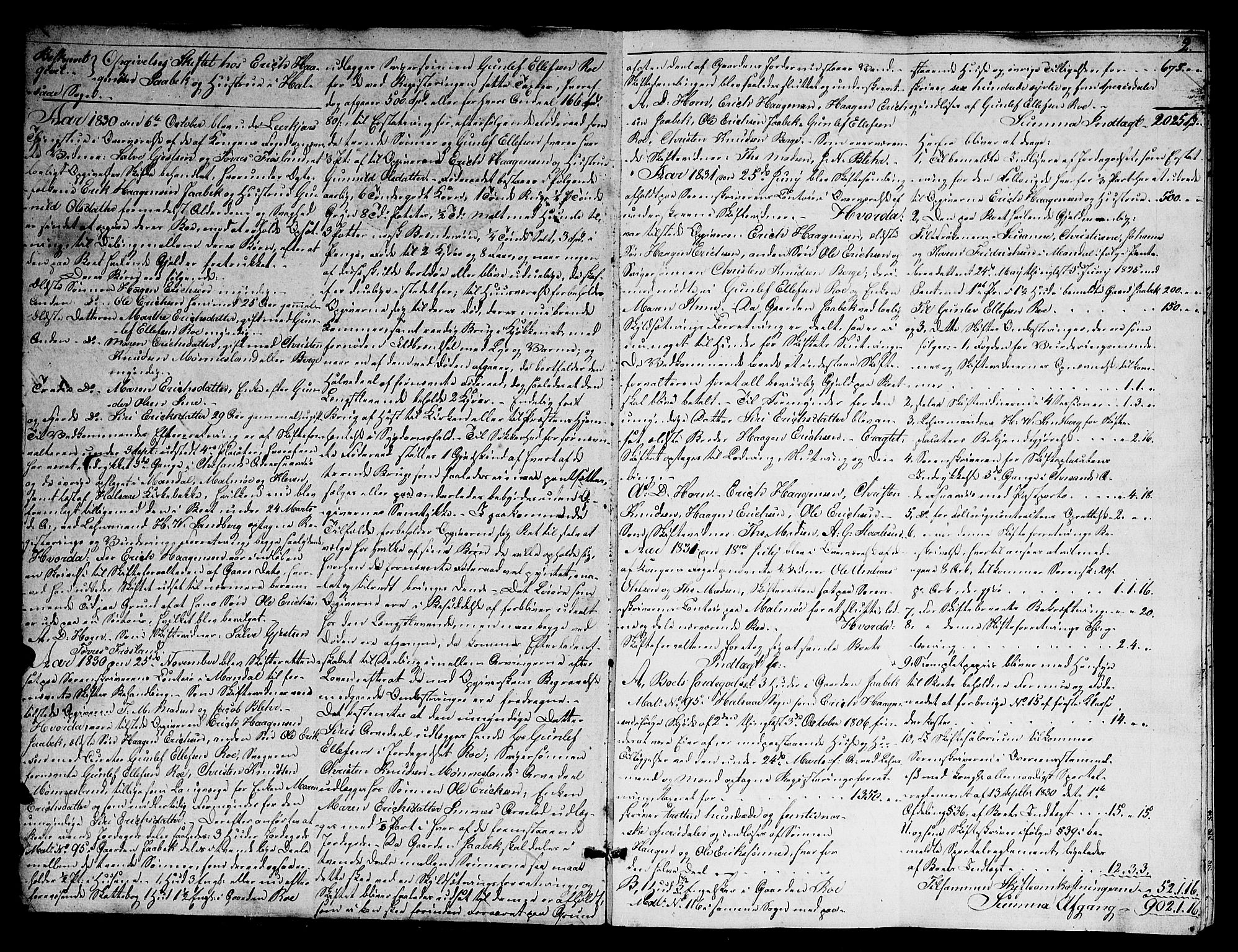 Mandal sorenskriveri, SAK/1221-0005/001/H/Hc/L0043: Skifteprotokoll med register, nr 17, 1830-1834, p. 1b-2a