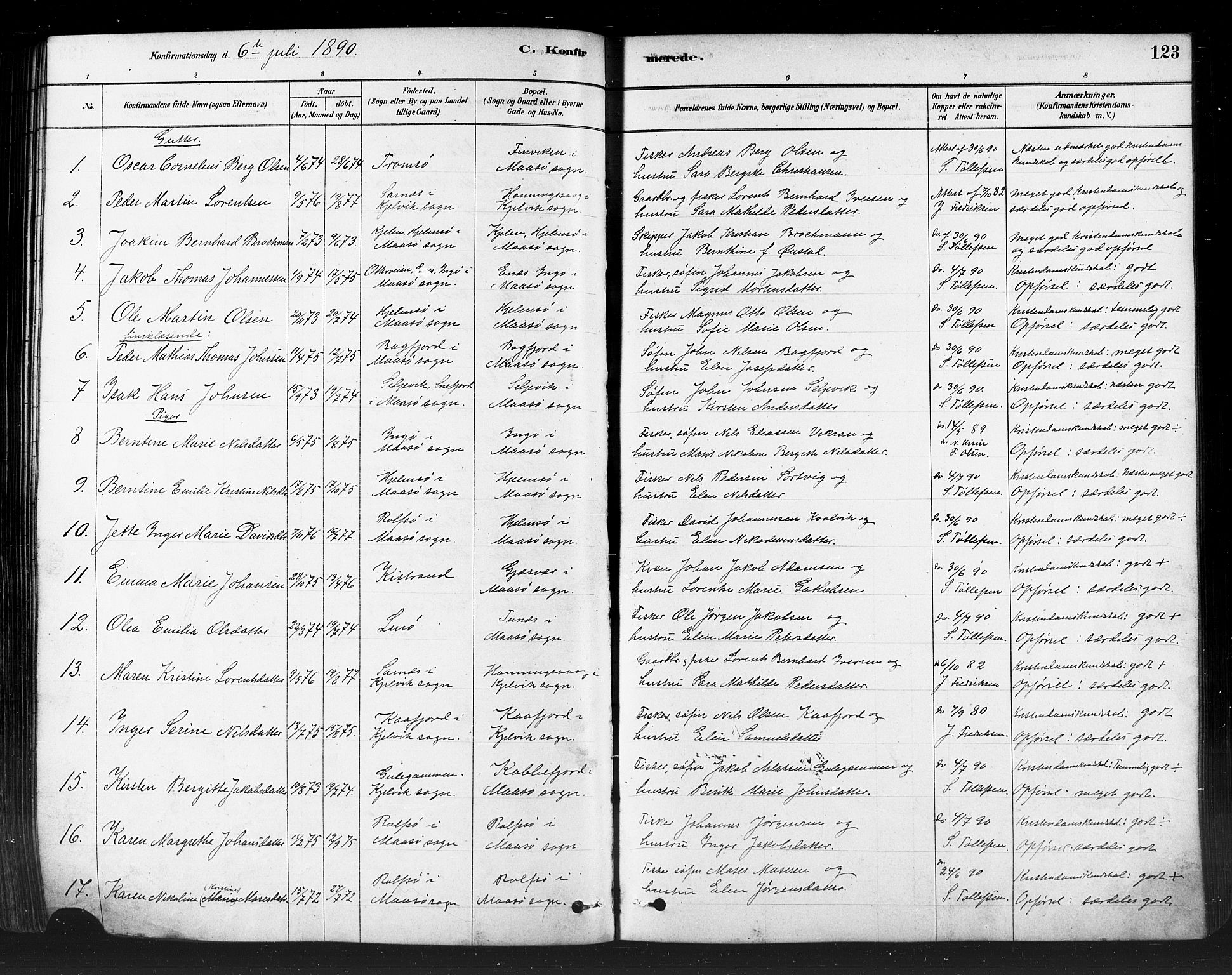 Måsøy sokneprestkontor, SATØ/S-1348/H/Ha/L0004kirke: Parish register (official) no. 4, 1878-1891, p. 123