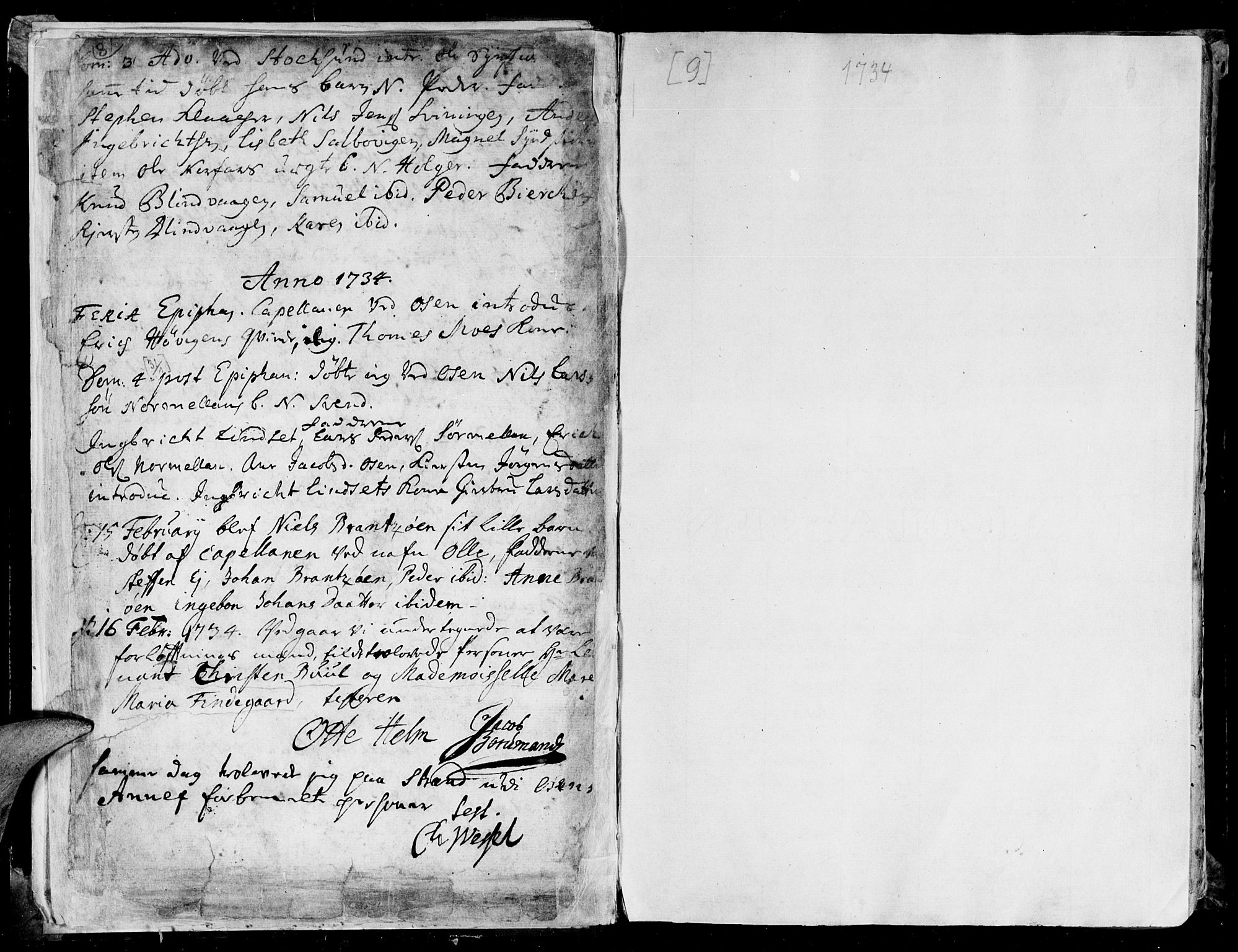 Ministerialprotokoller, klokkerbøker og fødselsregistre - Sør-Trøndelag, SAT/A-1456/657/L0700: Parish register (official) no. 657A01, 1732-1801, p. 8-9