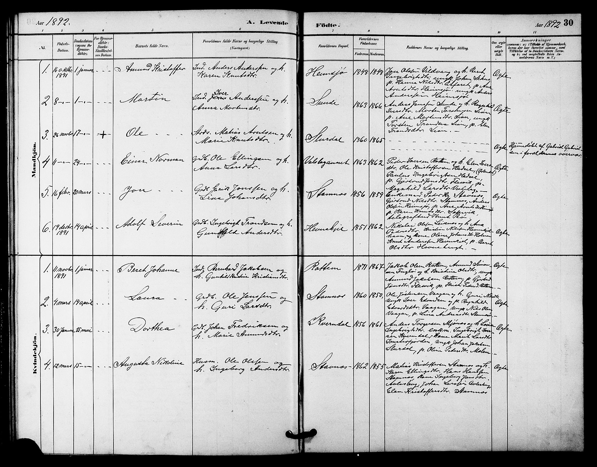 Ministerialprotokoller, klokkerbøker og fødselsregistre - Sør-Trøndelag, SAT/A-1456/633/L0519: Parish register (copy) no. 633C01, 1884-1905, p. 30