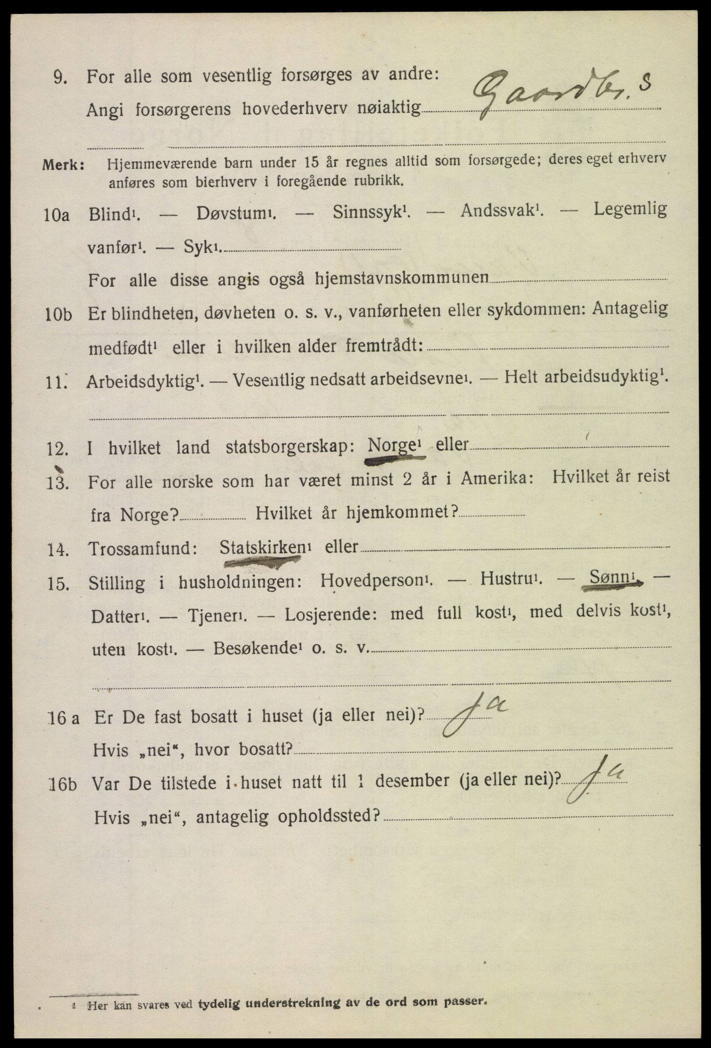 SAH, 1920 census for Vang (Oppland), 1920, p. 3854