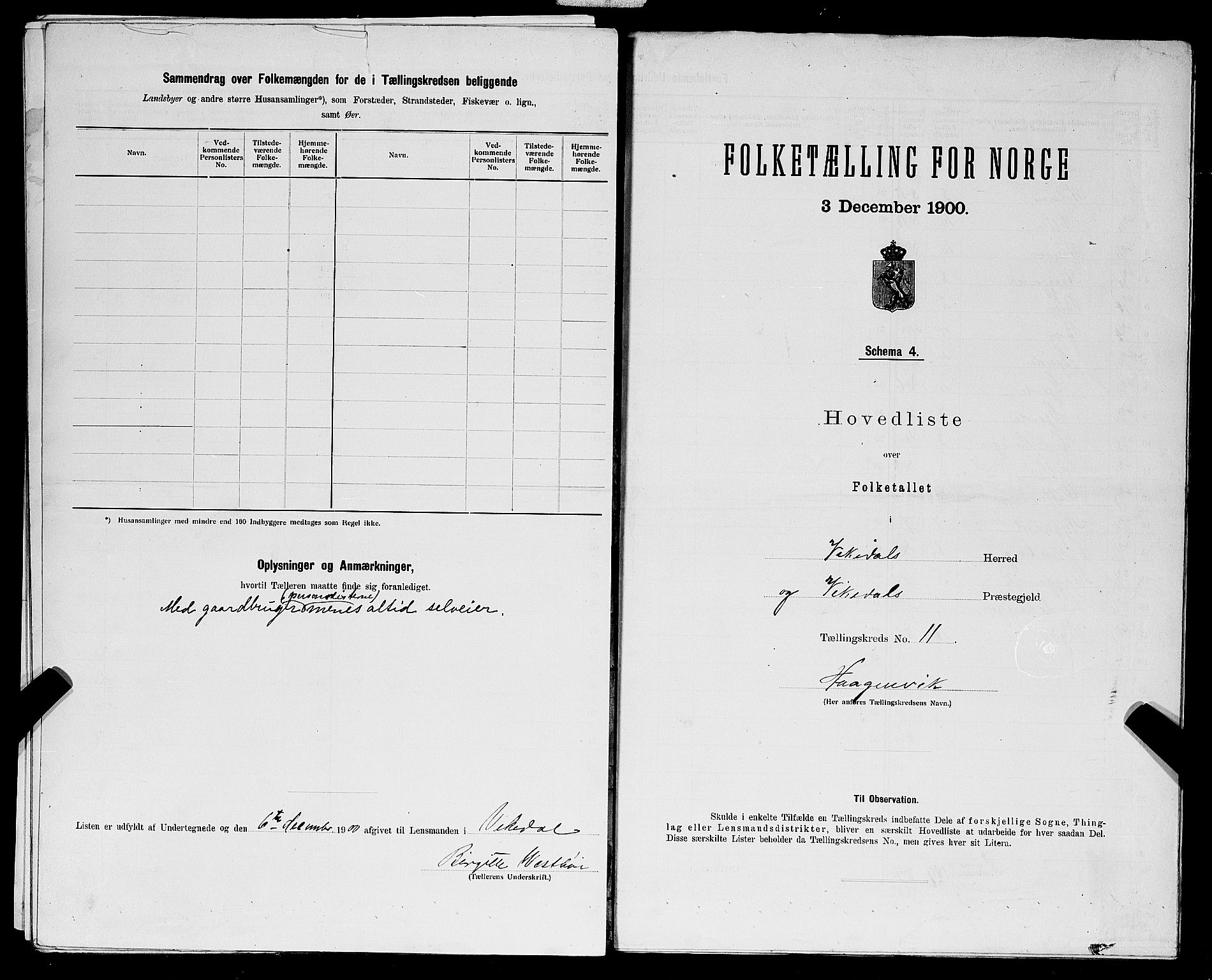 SAST, 1900 census for Vikedal, 1900, p. 43