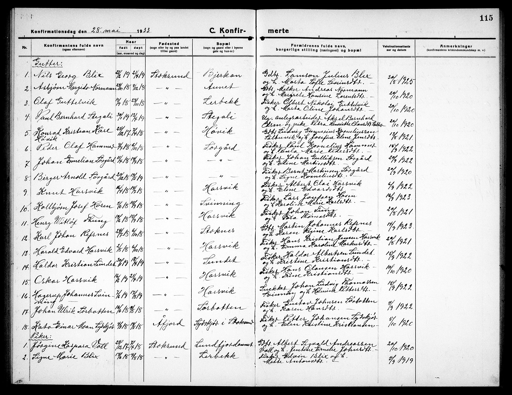 Ministerialprotokoller, klokkerbøker og fødselsregistre - Sør-Trøndelag, SAT/A-1456/656/L0696: Parish register (copy) no. 656C02, 1921-1937, p. 115