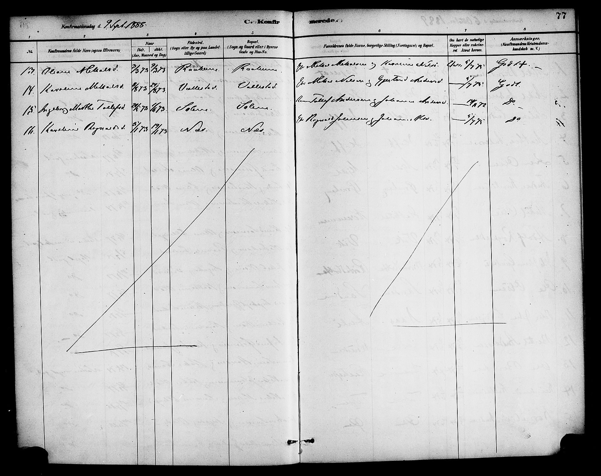 Gaular sokneprestembete, AV/SAB-A-80001/H/Haa: Parish register (official) no. D 1, 1882-1899, p. 77