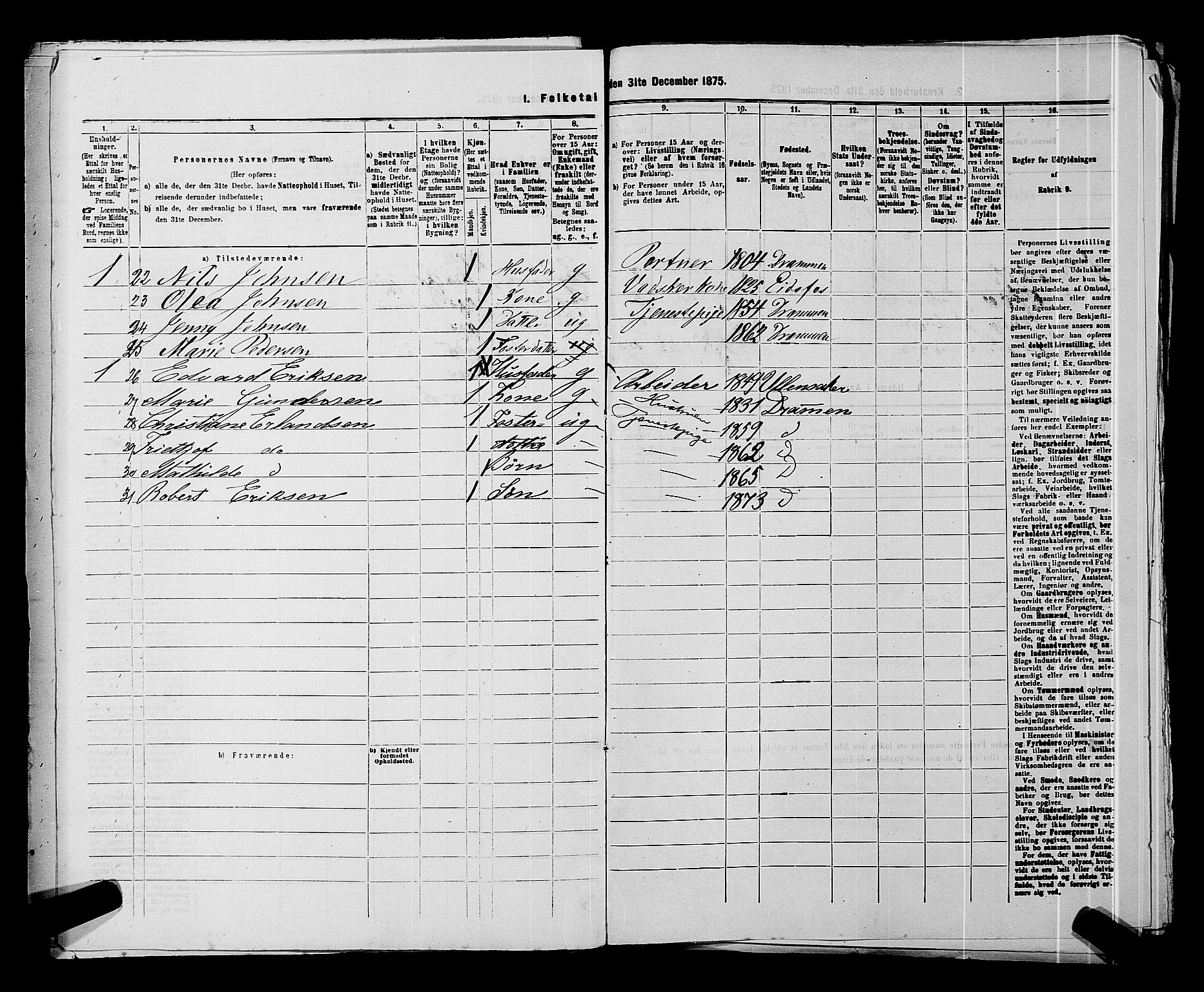 SAKO, 1875 census for 0602 Drammen, 1875, p. 363