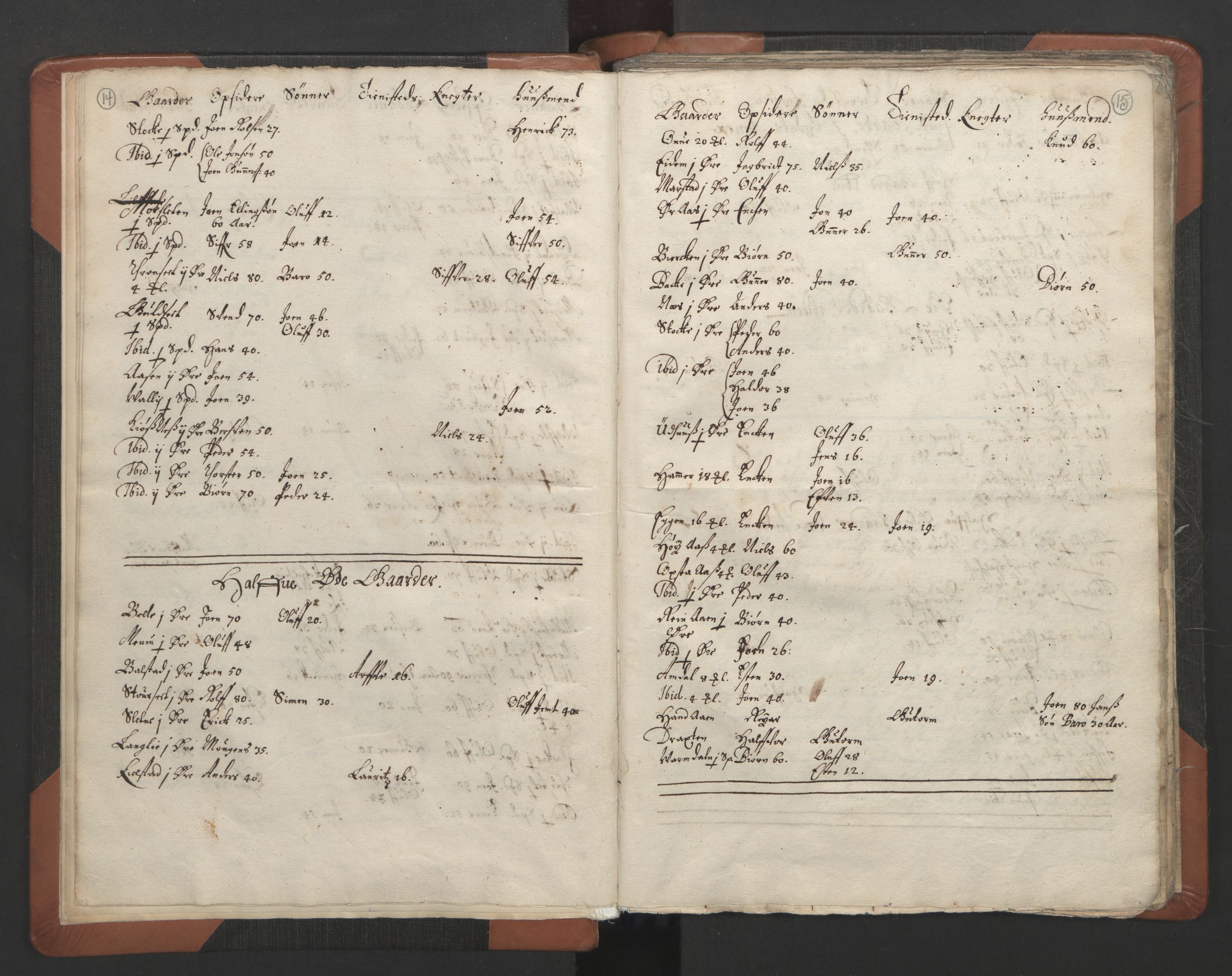 RA, Vicar's Census 1664-1666, no. 32: Innherad deanery, 1664-1666, p. 14-15