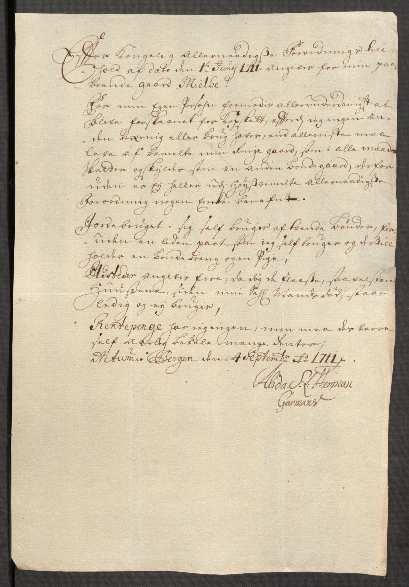 Rentekammeret inntil 1814, Reviderte regnskaper, Fogderegnskap, AV/RA-EA-4092/R51/L3192: Fogderegnskap Nordhordland og Voss, 1711, p. 325