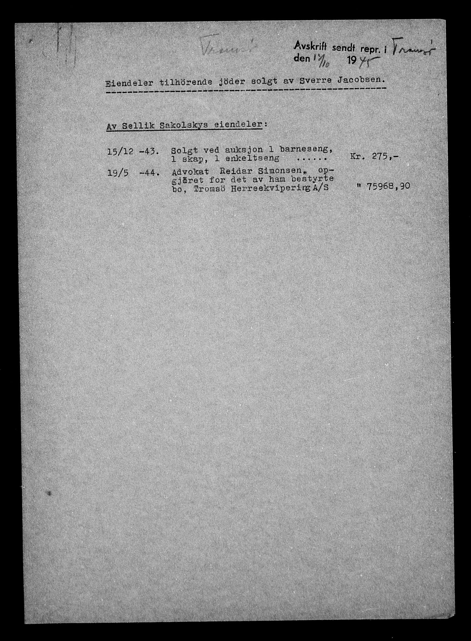 Justisdepartementet, Tilbakeføringskontoret for inndratte formuer, AV/RA-S-1564/H/Hc/Hcb/L0915: --, 1945-1947, p. 317