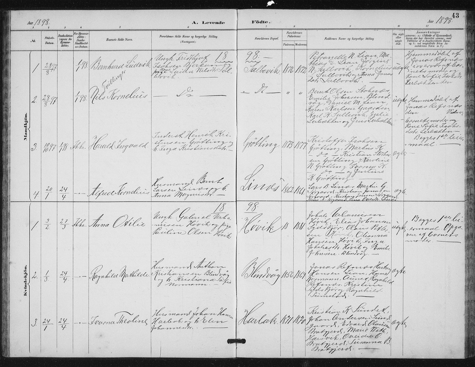 Ministerialprotokoller, klokkerbøker og fødselsregistre - Sør-Trøndelag, SAT/A-1456/656/L0698: Parish register (copy) no. 656C04, 1890-1904, p. 43