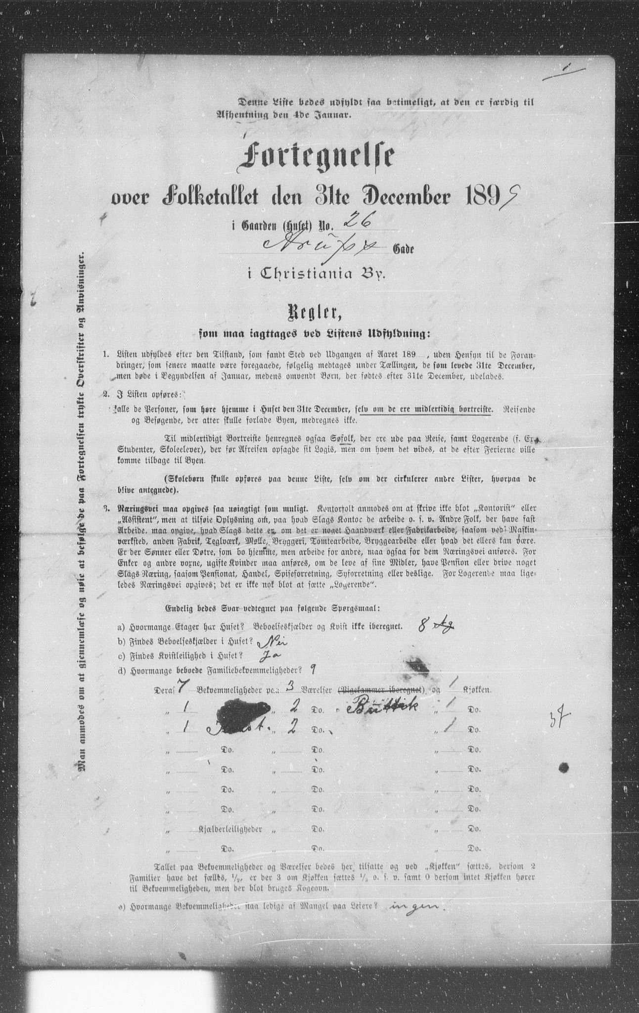 OBA, Municipal Census 1899 for Kristiania, 1899, p. 416