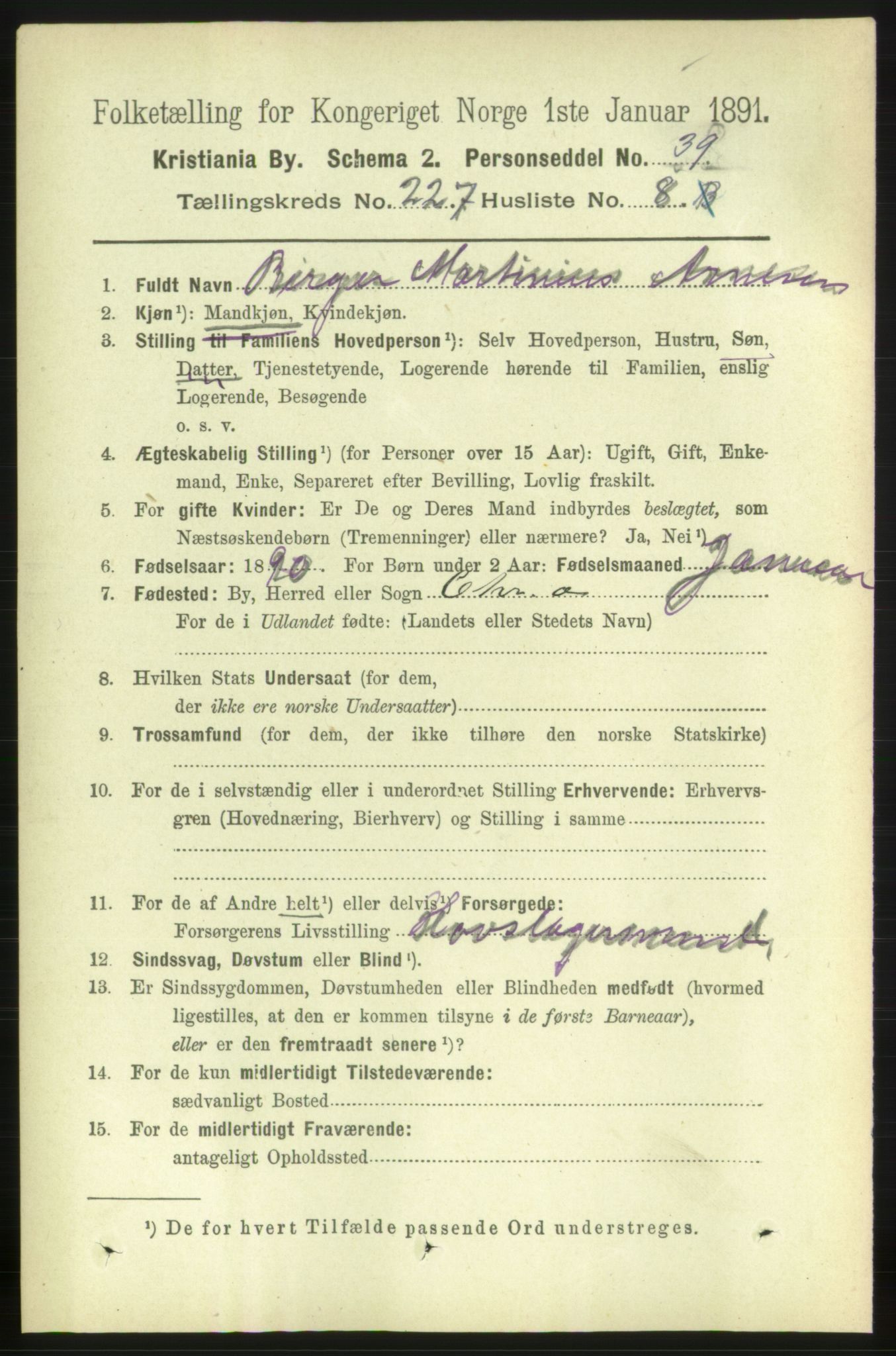 RA, 1891 census for 0301 Kristiania, 1891, p. 138860