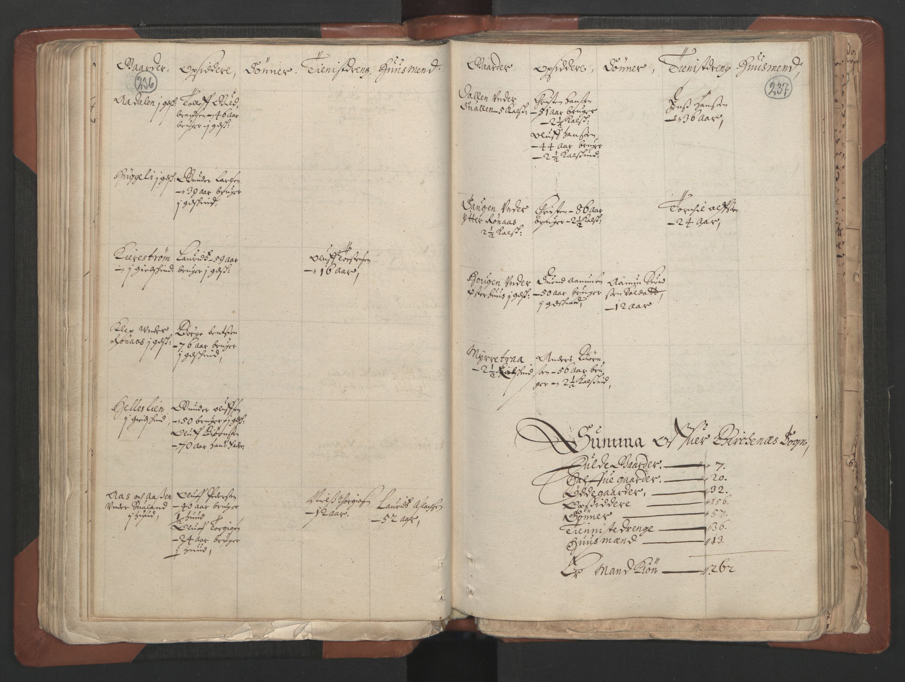 RA, Bailiff's Census 1664-1666, no. 7: Nedenes fogderi, 1664-1666, p. 236-237
