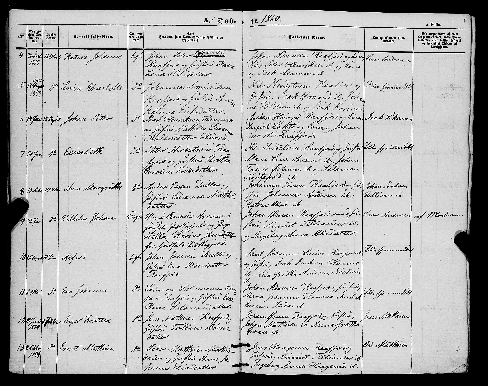 Alta sokneprestkontor, AV/SATØ-S-1338/H/Ha/L0004.kirke: Parish register (official) no. 4, 1858-1880, p. 8