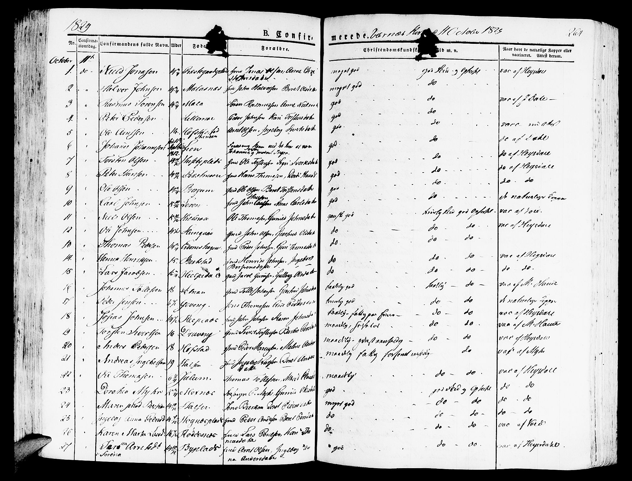 Ministerialprotokoller, klokkerbøker og fødselsregistre - Nord-Trøndelag, SAT/A-1458/709/L0070: Parish register (official) no. 709A10, 1820-1832, p. 264