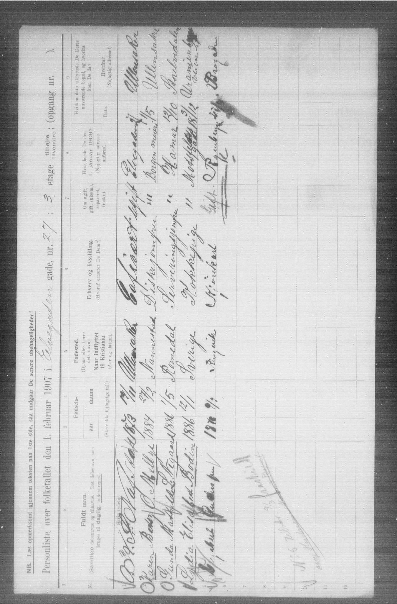 OBA, Municipal Census 1907 for Kristiania, 1907, p. 10567