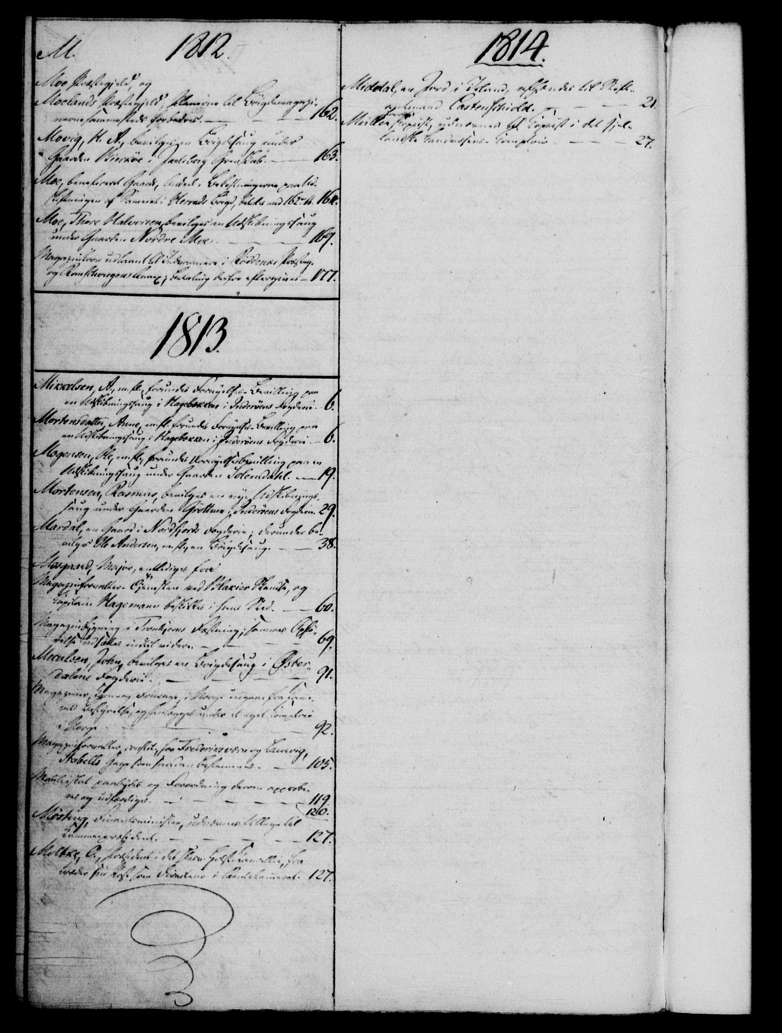 Rentekammeret, Kammerkanselliet, RA/EA-3111/G/Gf/Gfb/L0016: Register til norske relasjons- og resolusjonsprotokoller (merket RK 52.111), 1801-1814, p. 116