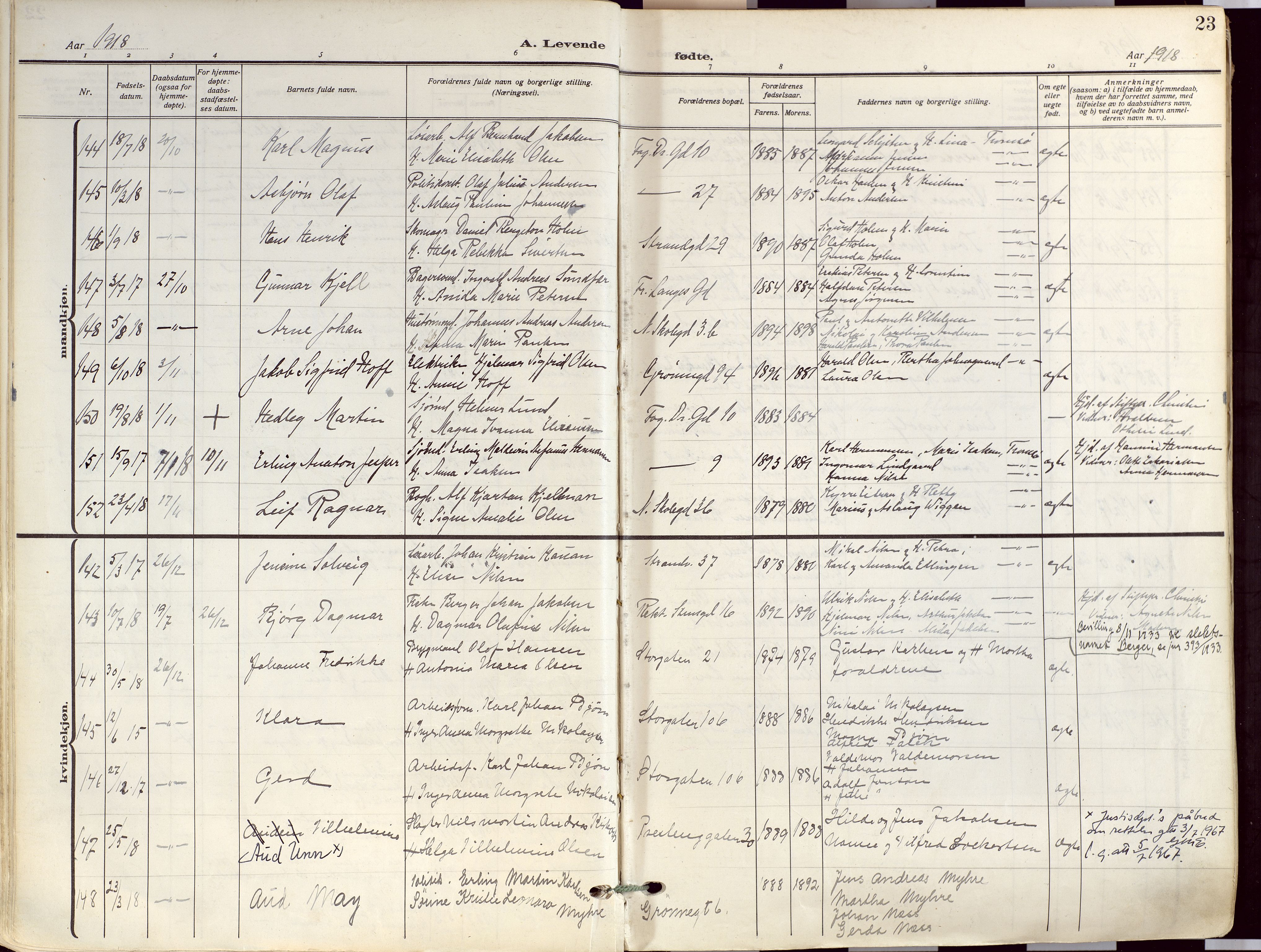 Tromsø sokneprestkontor/stiftsprosti/domprosti, AV/SATØ-S-1343/G/Ga/L0019kirke: Parish register (official) no. 19, 1917-1927, p. 23