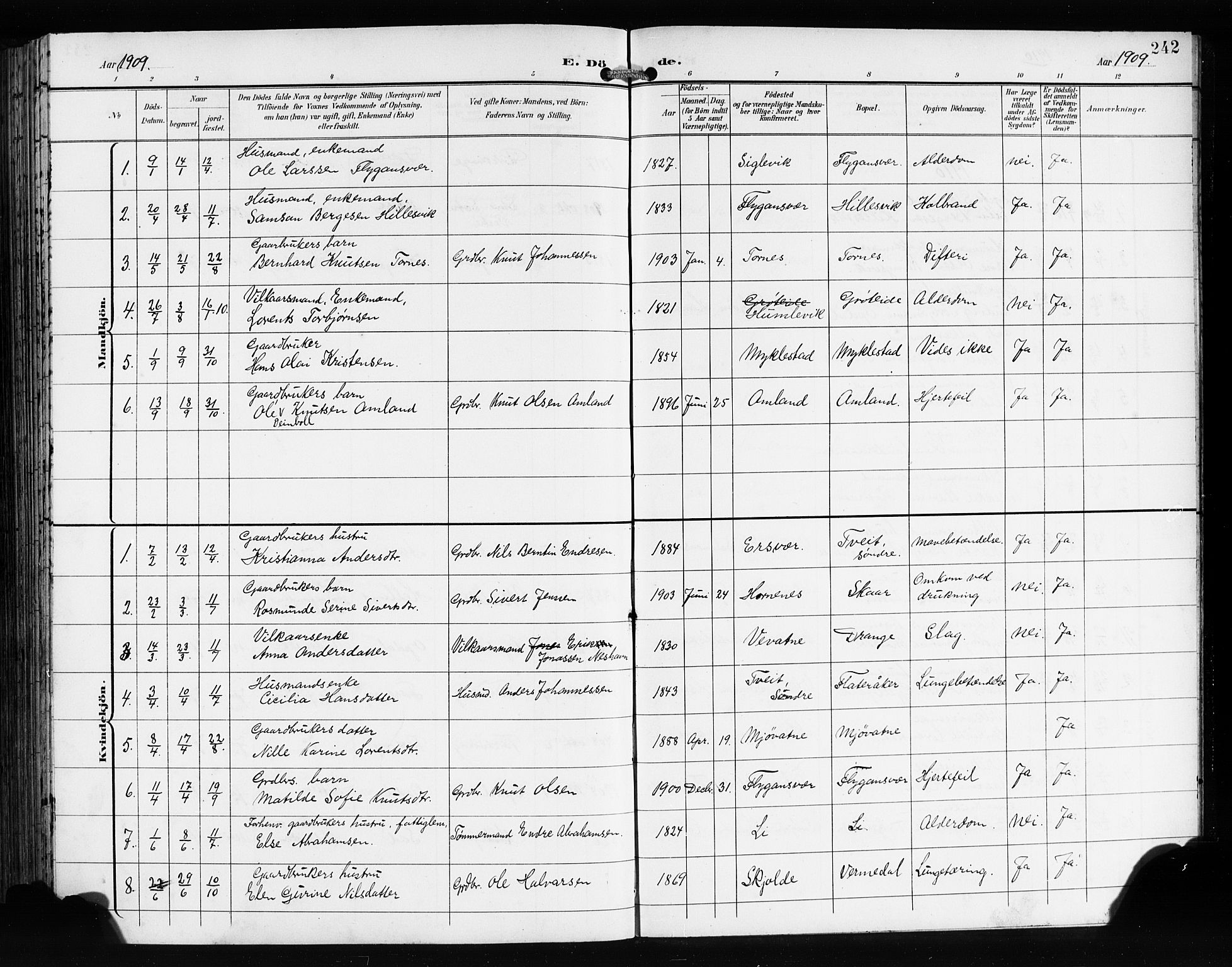 Tysnes sokneprestembete, AV/SAB-A-78601/H/Hab: Parish register (copy) no. E 3, 1897-1913, p. 242