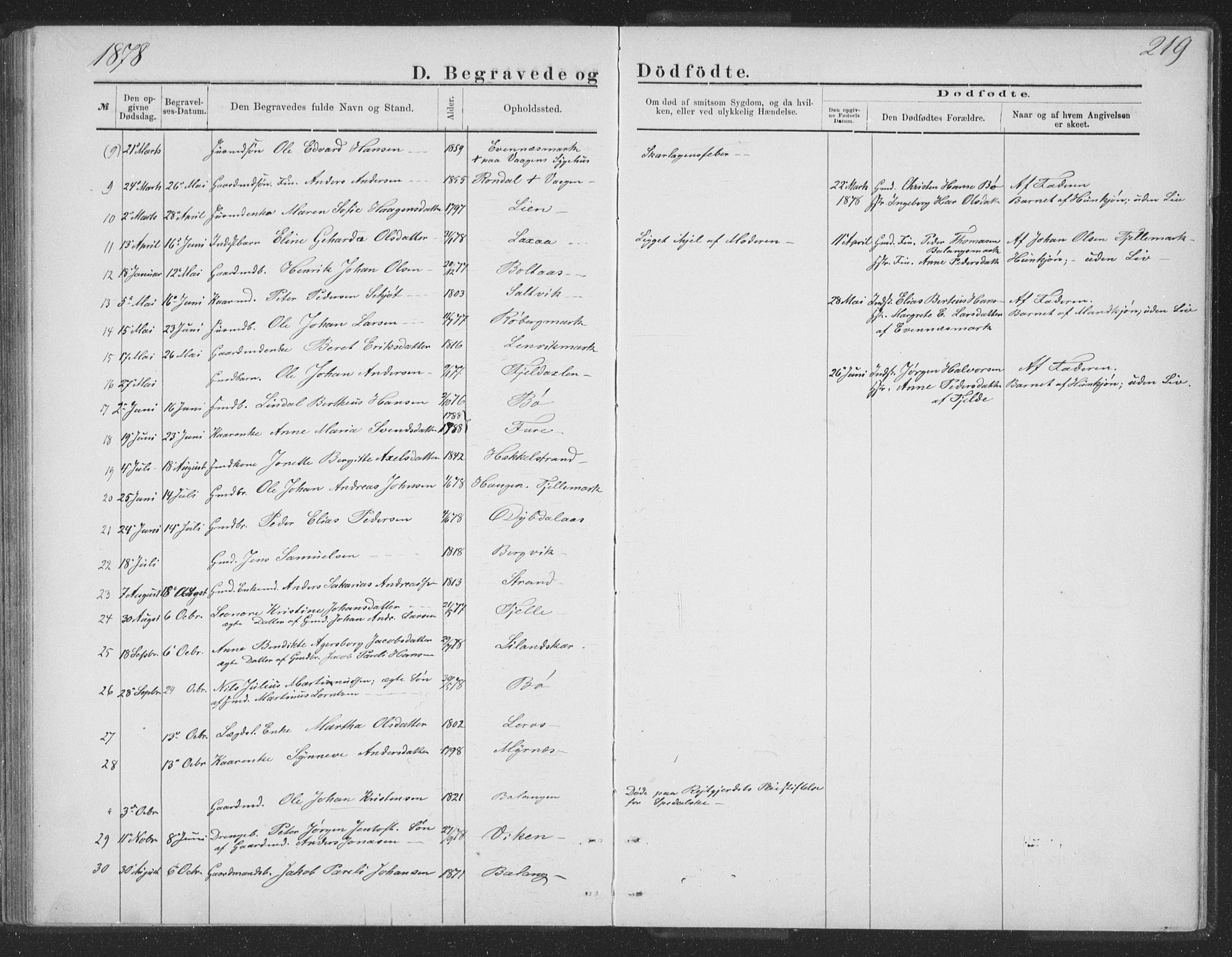 Ministerialprotokoller, klokkerbøker og fødselsregistre - Nordland, AV/SAT-A-1459/863/L0913: Parish register (copy) no. 863C03, 1877-1885, p. 219