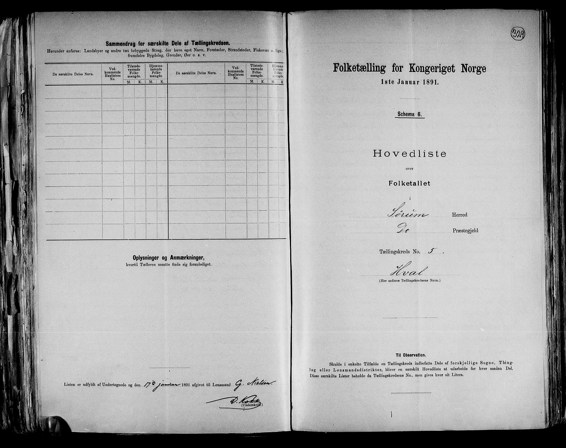 RA, 1891 census for 0226 Sørum, 1891, p. 14