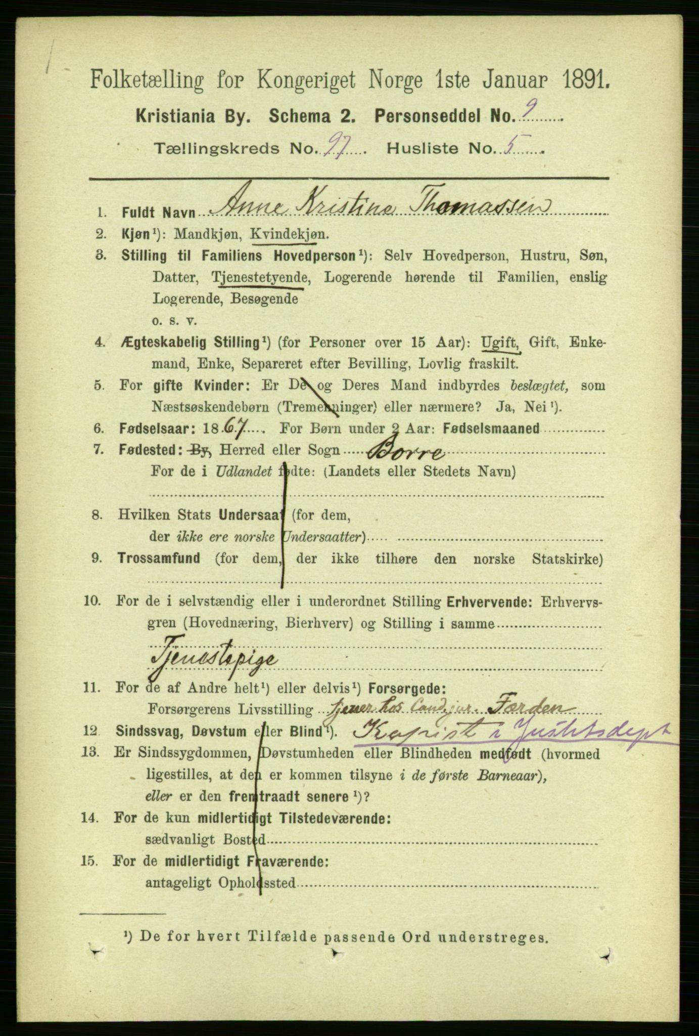 RA, 1891 census for 0301 Kristiania, 1891, p. 47036
