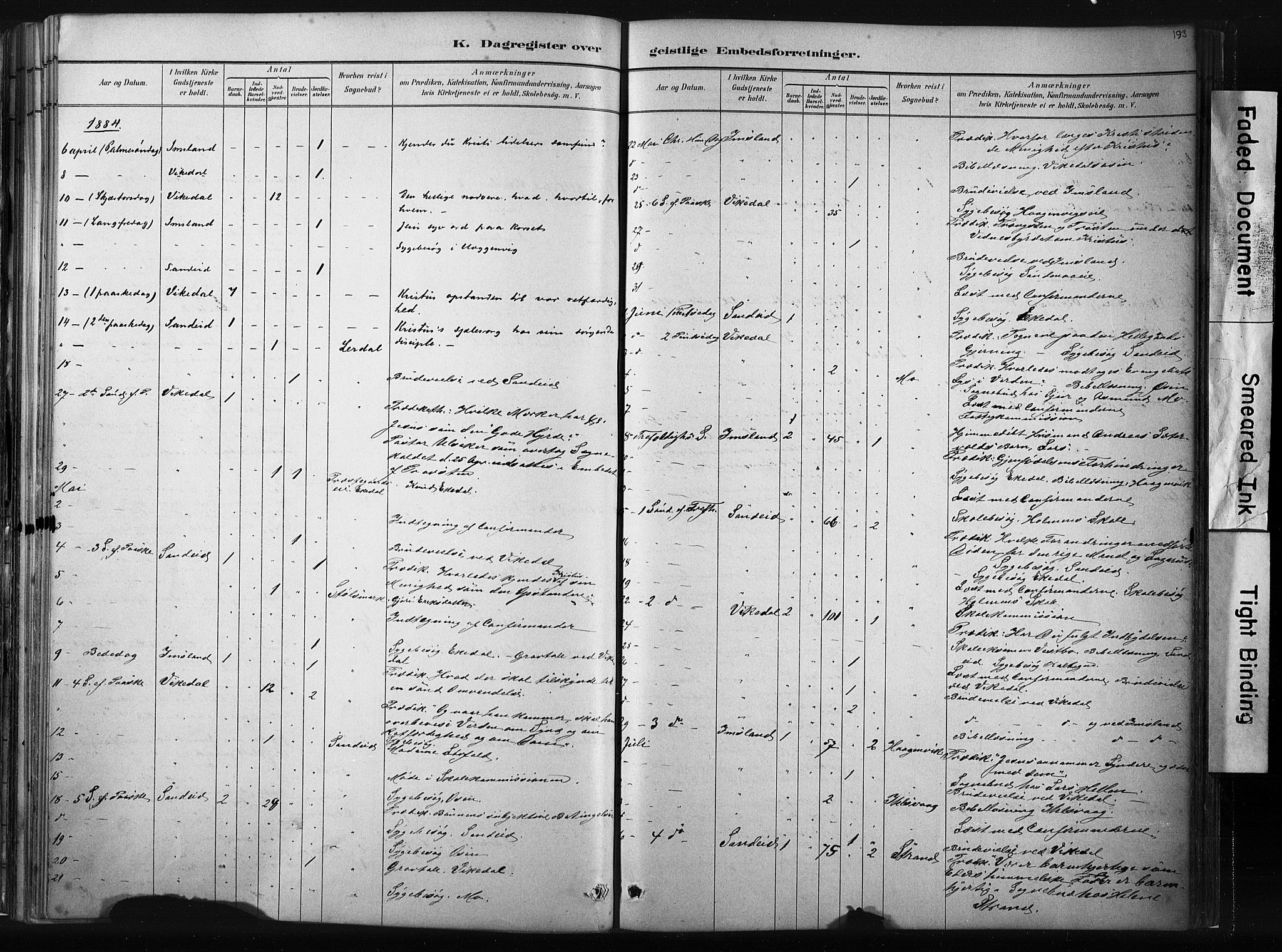 Vikedal sokneprestkontor, AV/SAST-A-101840/01/IV: Parish register (official) no. A 10, 1884-1907, p. 193