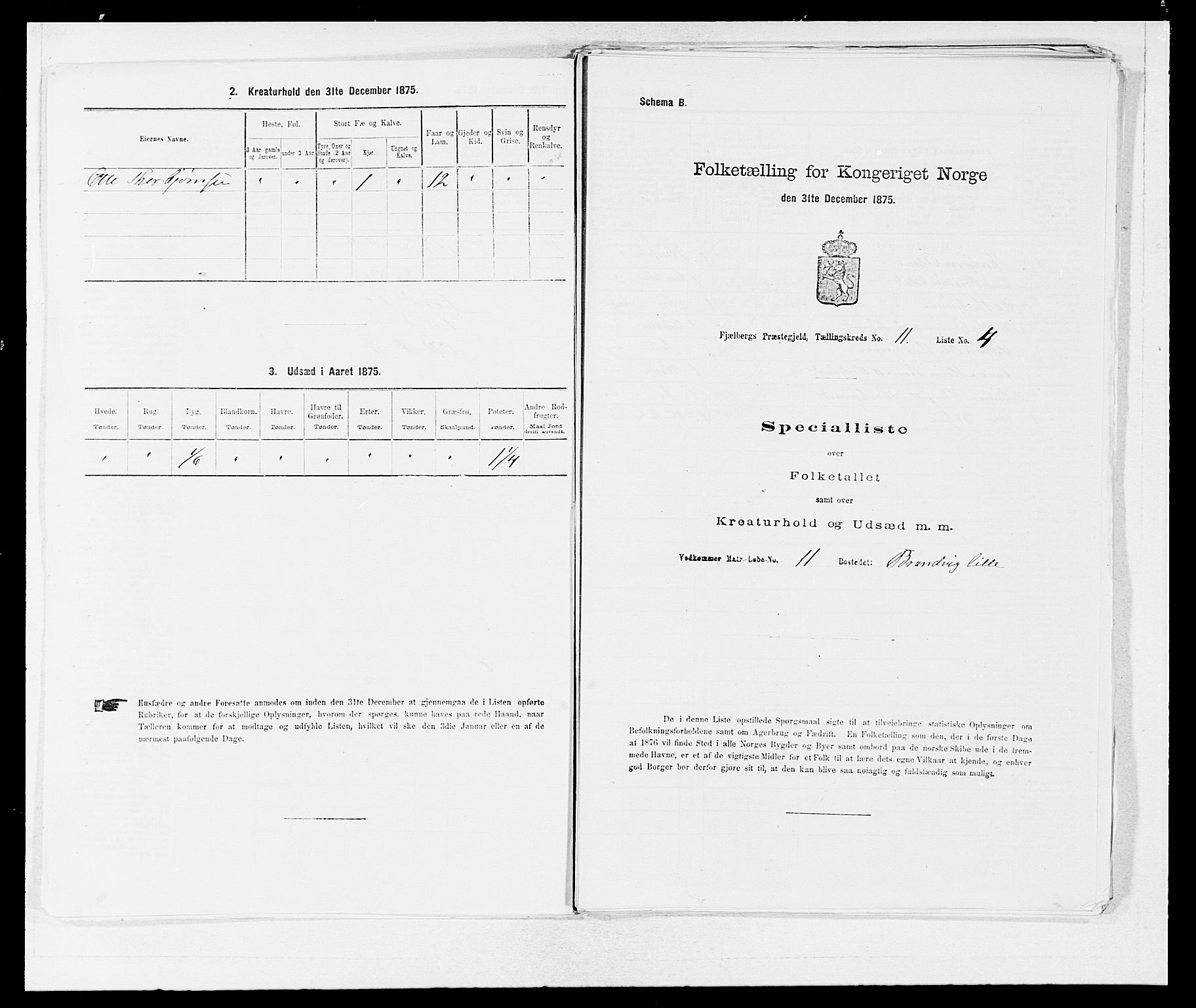 SAB, 1875 census for 1213P Fjelberg, 1875, p. 1028