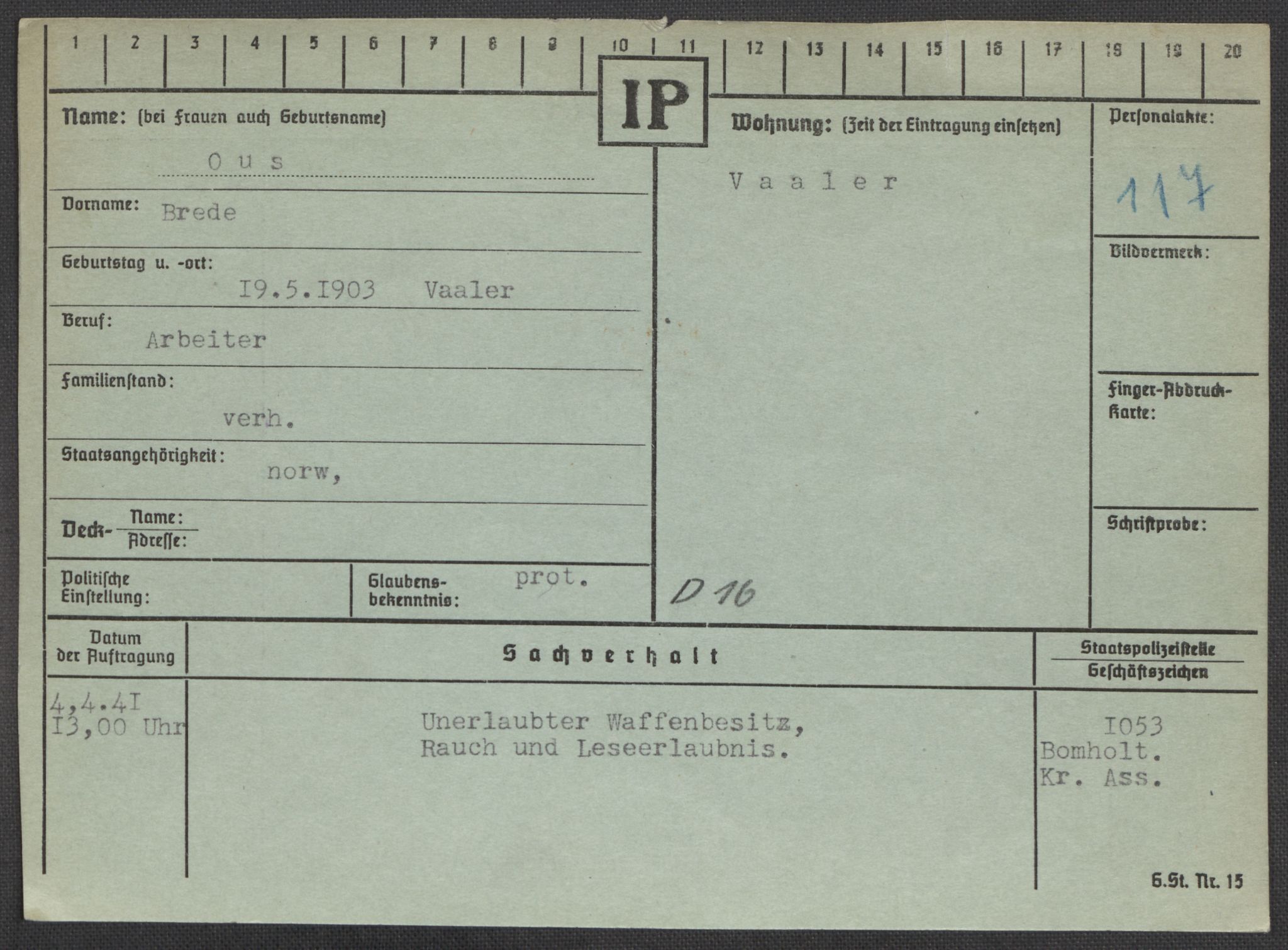 Befehlshaber der Sicherheitspolizei und des SD, RA/RAFA-5969/E/Ea/Eaa/L0008: Register over norske fanger i Møllergata 19: Oelze-Ru, 1940-1945, p. 530