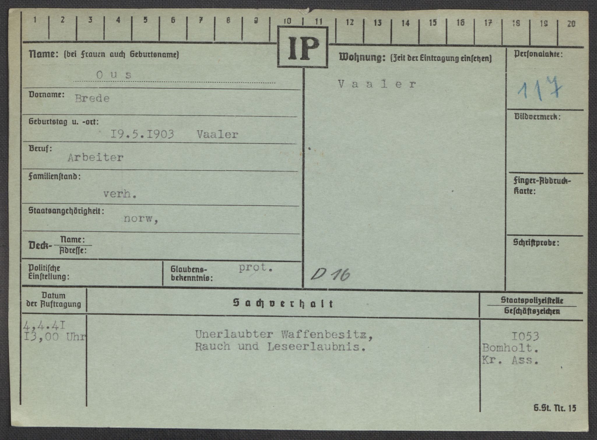 Befehlshaber der Sicherheitspolizei und des SD, AV/RA-RAFA-5969/E/Ea/Eaa/L0008: Register over norske fanger i Møllergata 19: Oelze-Ru, 1940-1945, p. 530