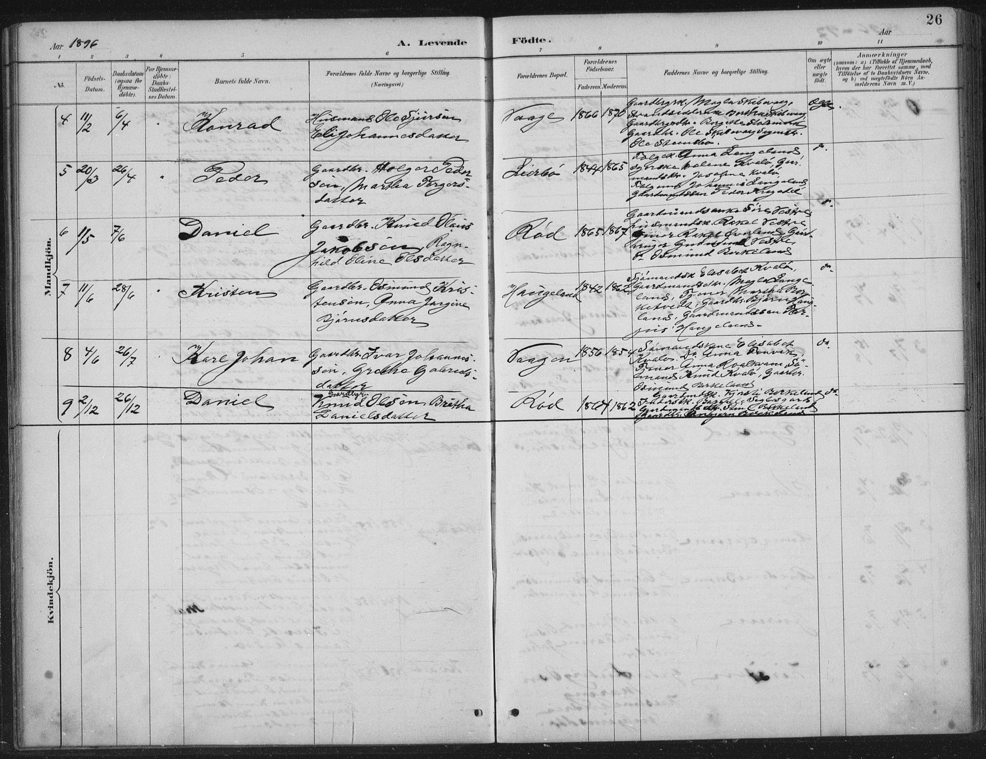 Vikedal sokneprestkontor, AV/SAST-A-101840/01/IV: Parish register (official) no. A 12, 1886-1929, p. 26