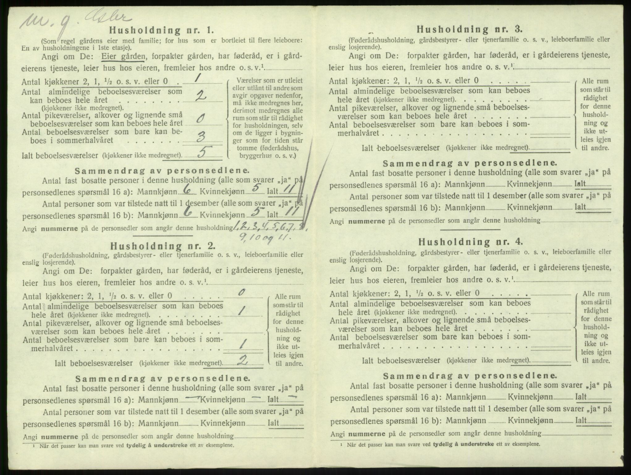 SAB, 1920 census for Hyllestad, 1920, p. 672