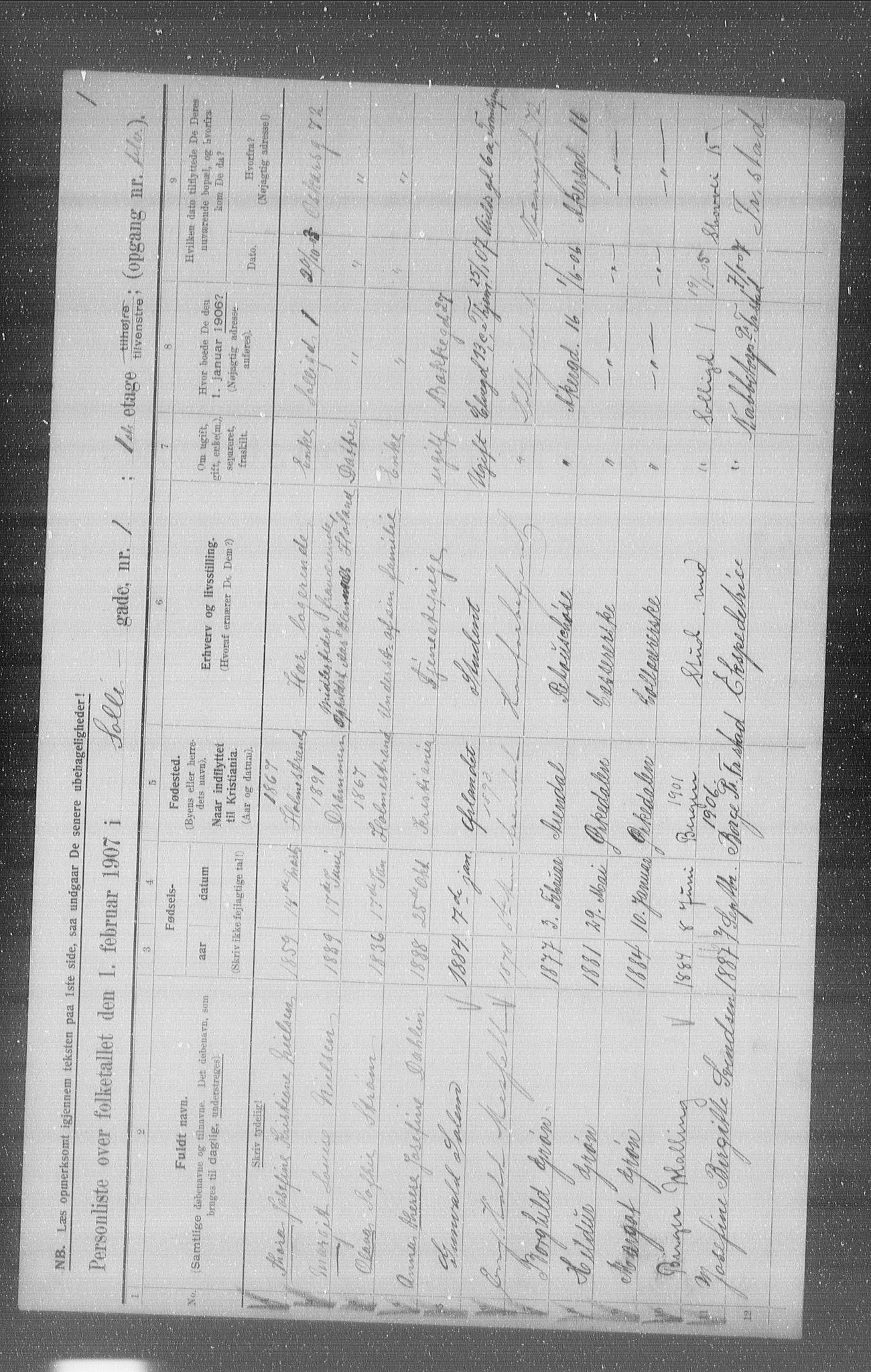 OBA, Municipal Census 1907 for Kristiania, 1907, p. 50898