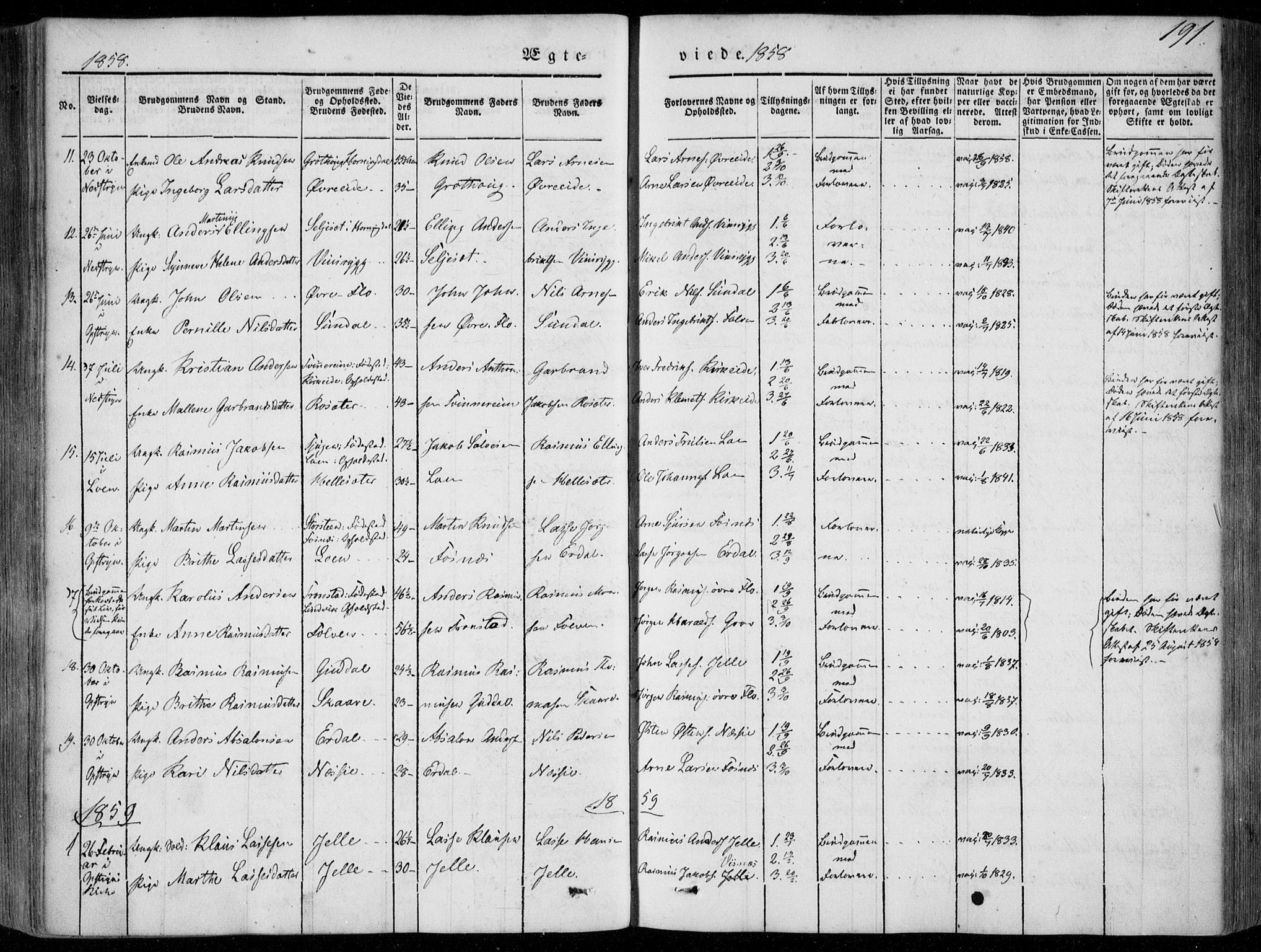 Stryn Sokneprestembete, SAB/A-82501: Parish register (official) no. A 2, 1844-1861, p. 191