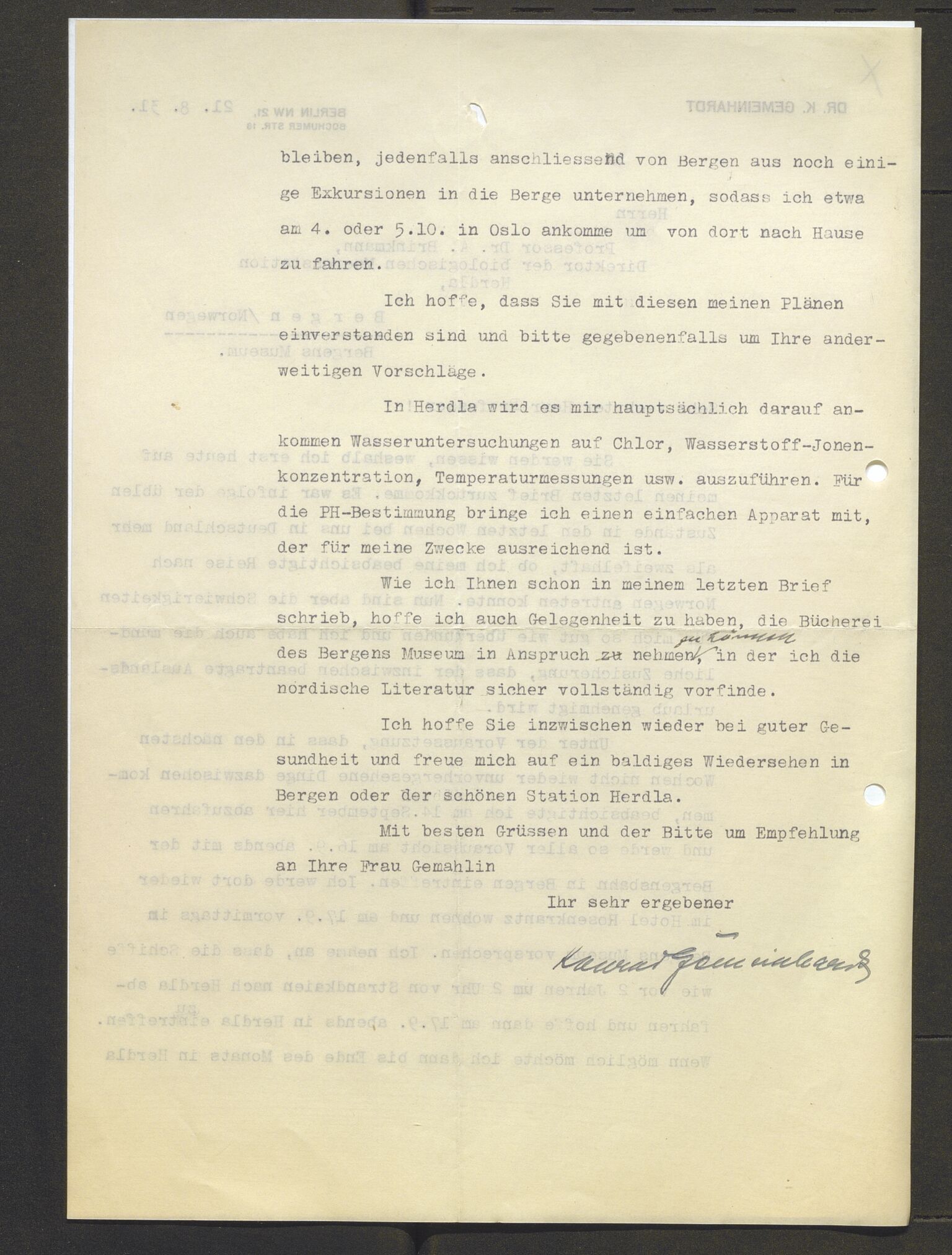Bergens Museum, AV/SAB-A-17301/13/D/L0002: Korrespondanse , 1928-1940, p. 71