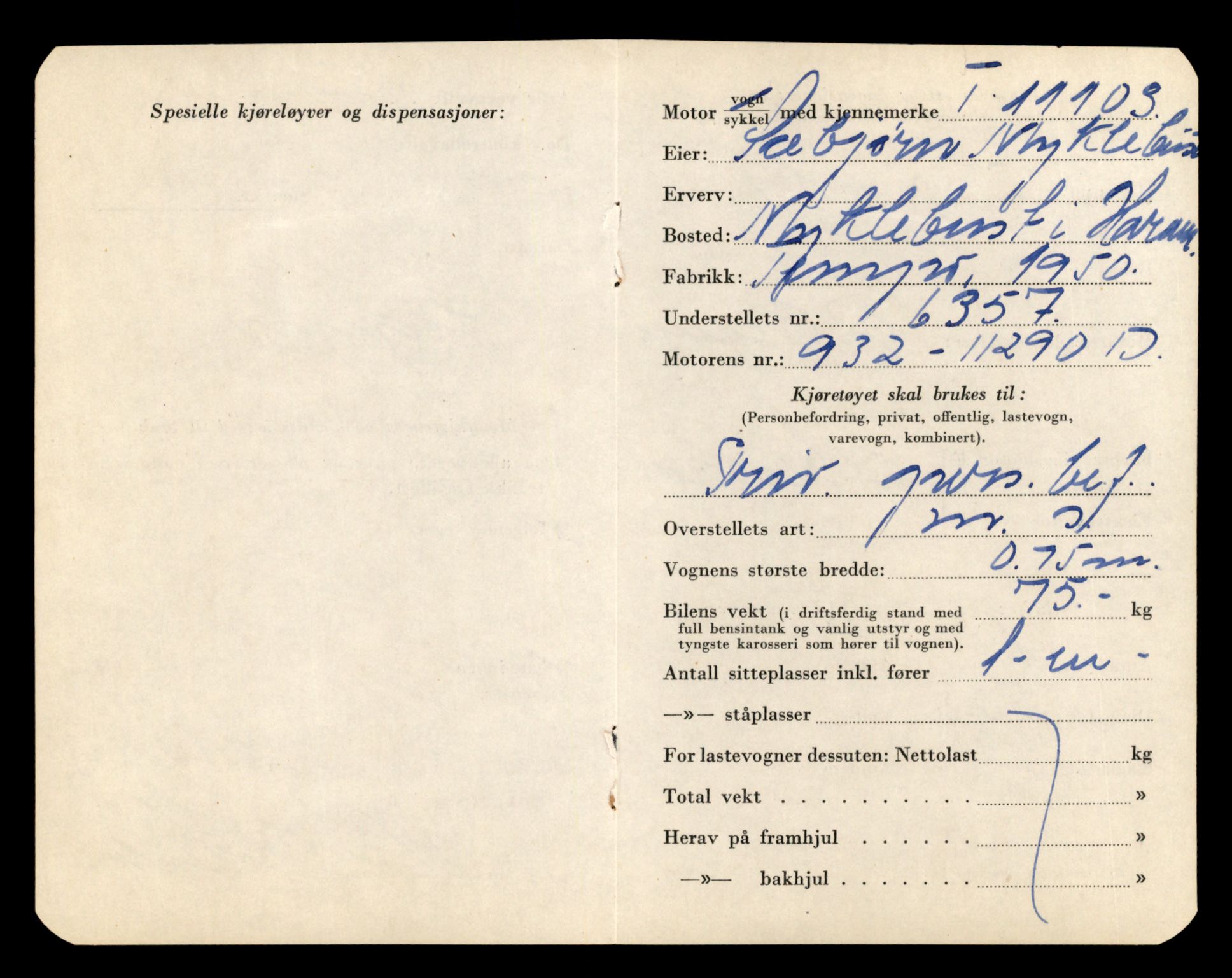 Møre og Romsdal vegkontor - Ålesund trafikkstasjon, AV/SAT-A-4099/F/Fe/L0026: Registreringskort for kjøretøy T 11046 - T 11160, 1927-1998, p. 1653