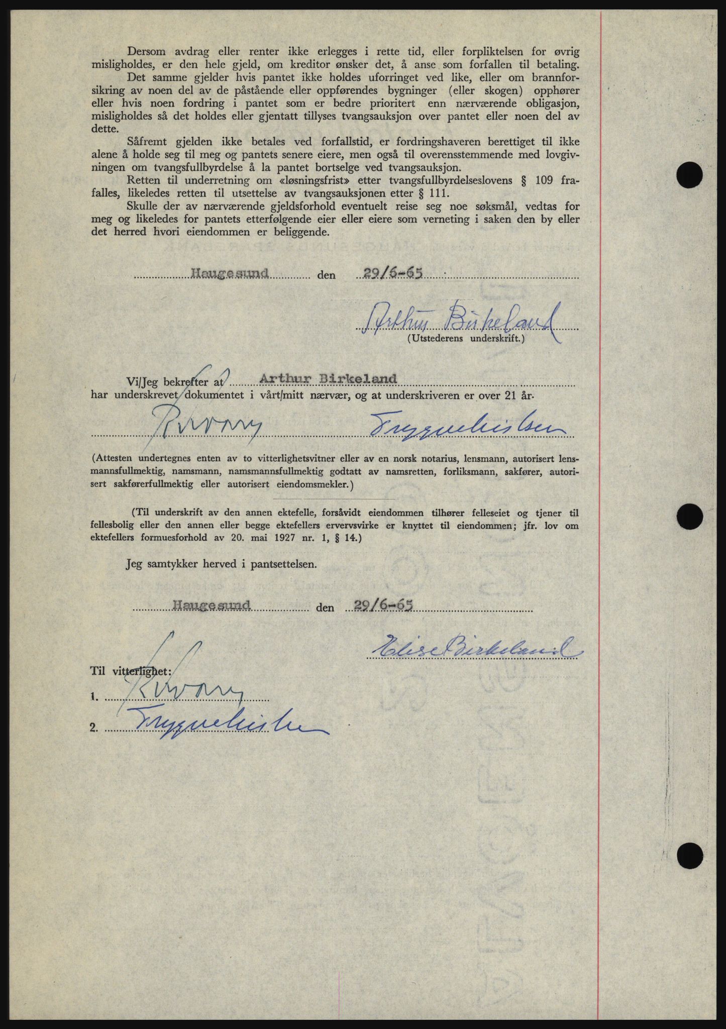 Haugesund tingrett, SAST/A-101415/01/II/IIC/L0053: Mortgage book no. B 53, 1965-1965, Diary no: : 1612/1965