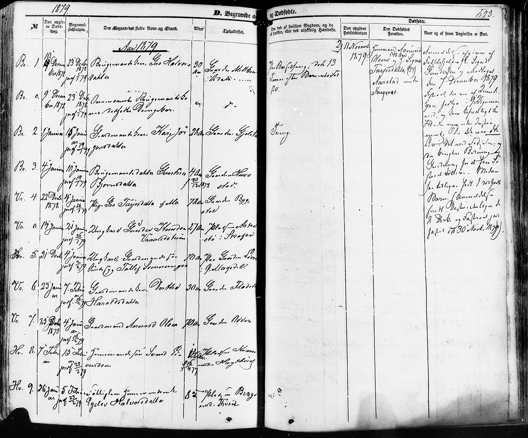 Kviteseid kirkebøker, SAKO/A-276/F/Fa/L0007: Parish register (official) no. I 7, 1859-1881, p. 523