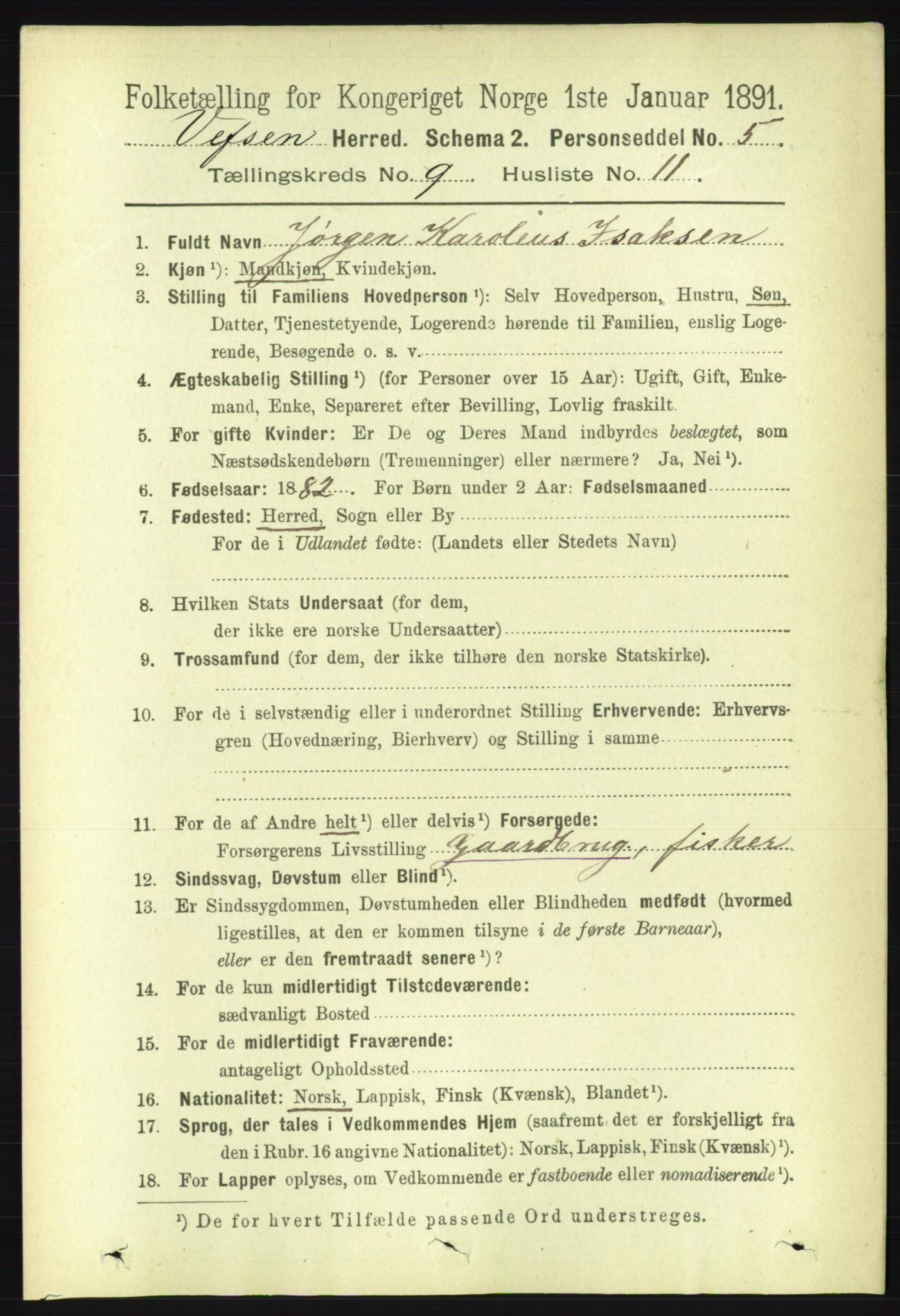 RA, 1891 census for 1824 Vefsn, 1891, p. 4765