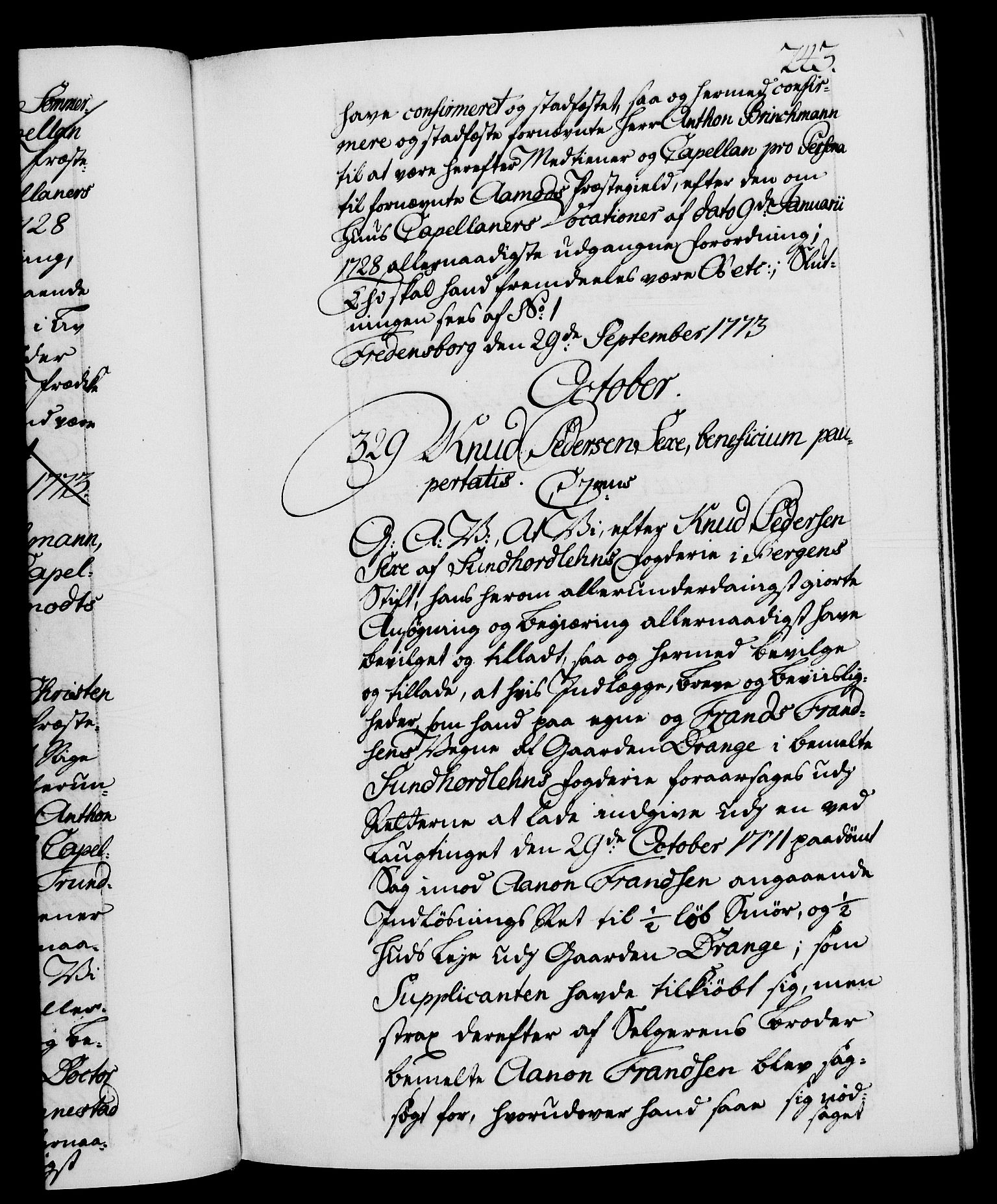 Danske Kanselli 1572-1799, RA/EA-3023/F/Fc/Fca/Fcaa/L0046: Norske registre, 1773-1775, p. 243a