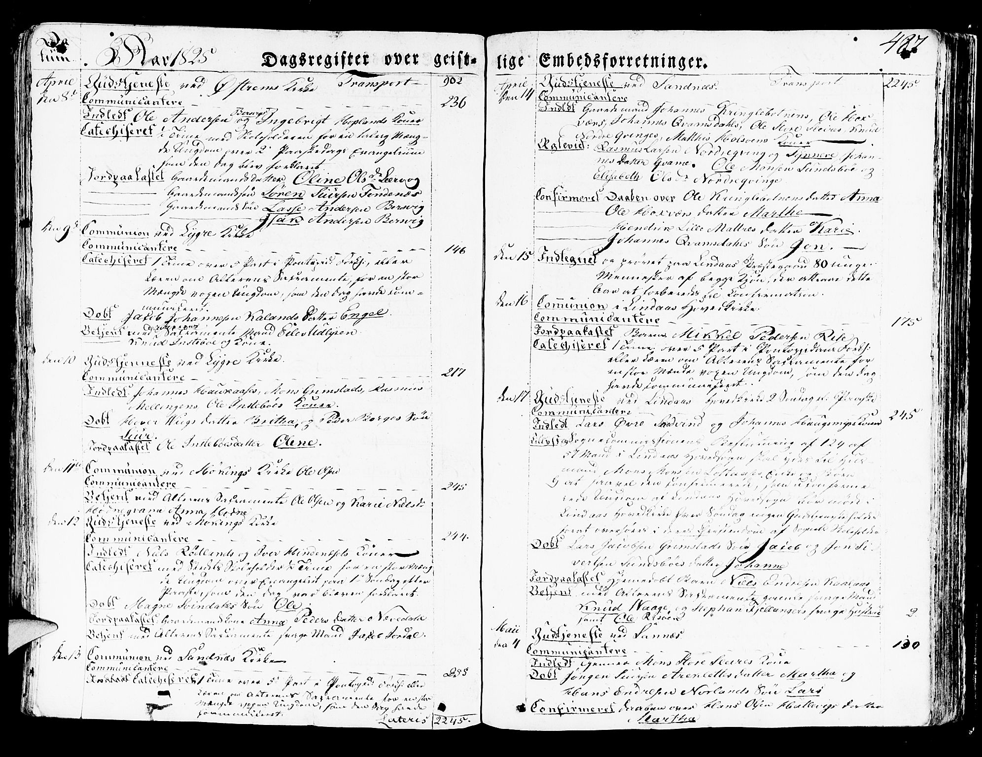 Lindås Sokneprestembete, AV/SAB-A-76701/H/Haa/Haaa/L0008: Parish register (official) no. A 8, 1823-1836, p. 487