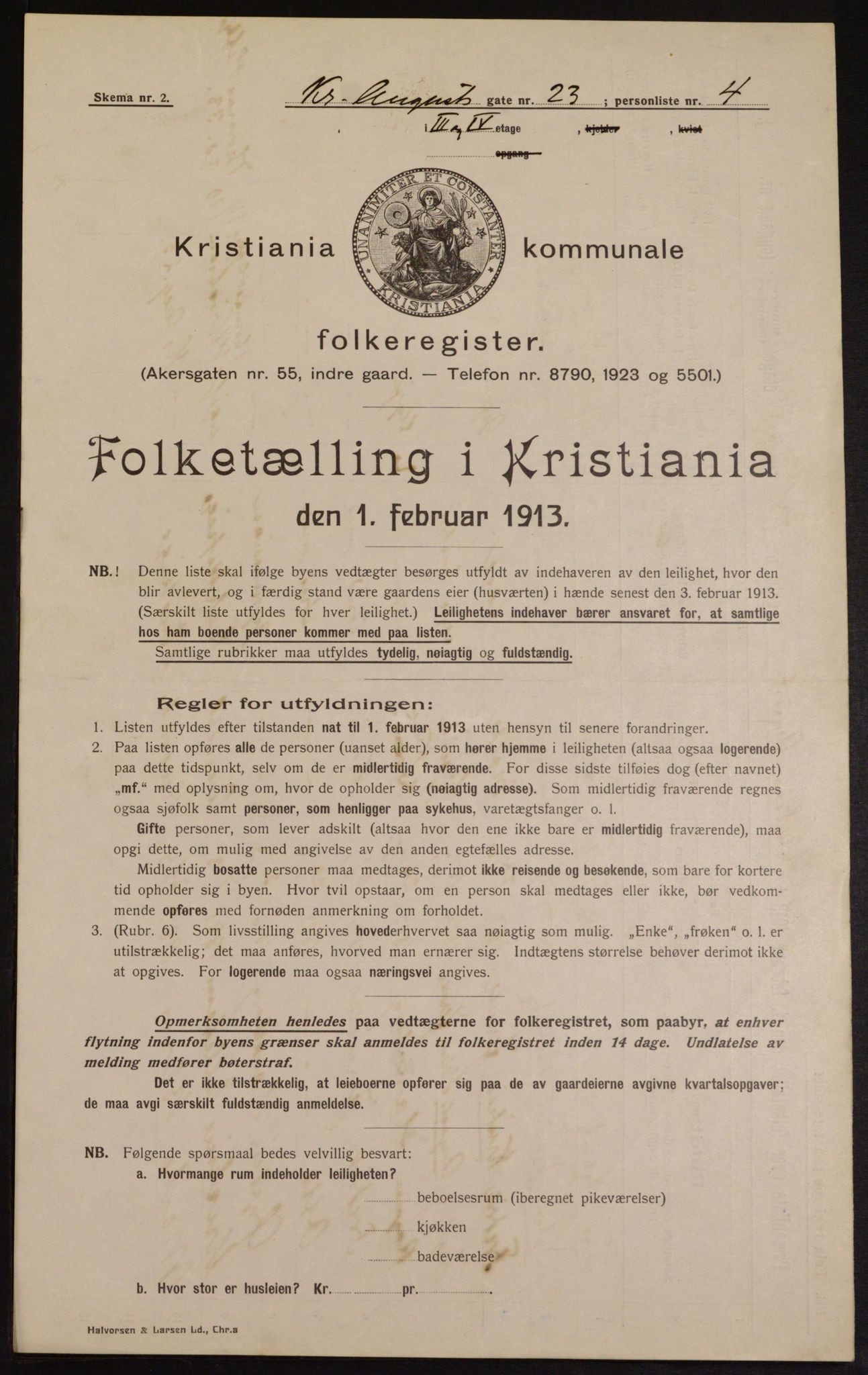 OBA, Municipal Census 1913 for Kristiania, 1913, p. 53833