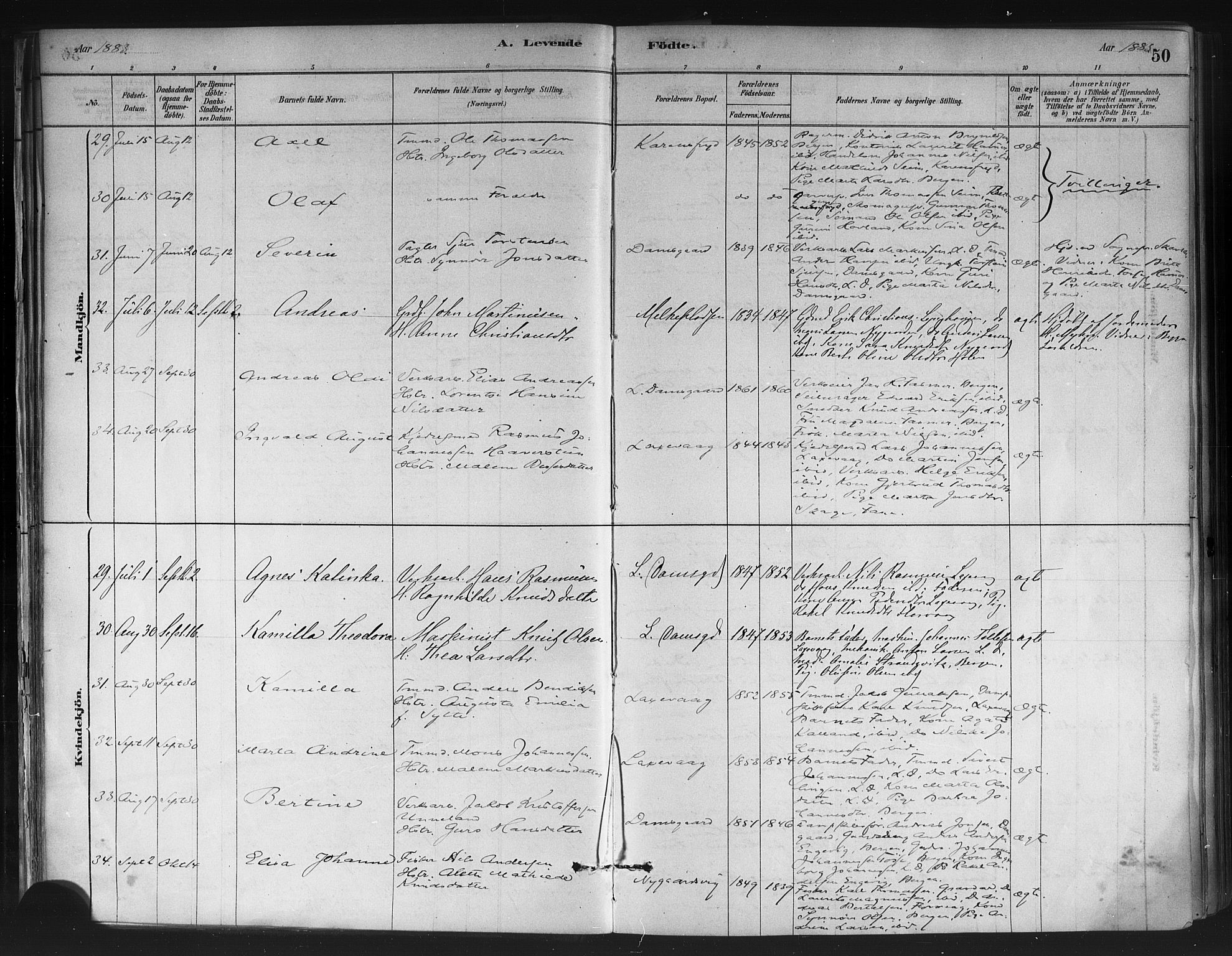 Askøy Sokneprestembete, AV/SAB-A-74101/H/Ha/Haa/Haae/L0002: Parish register (official) no. E 2, 1878-1891, p. 50